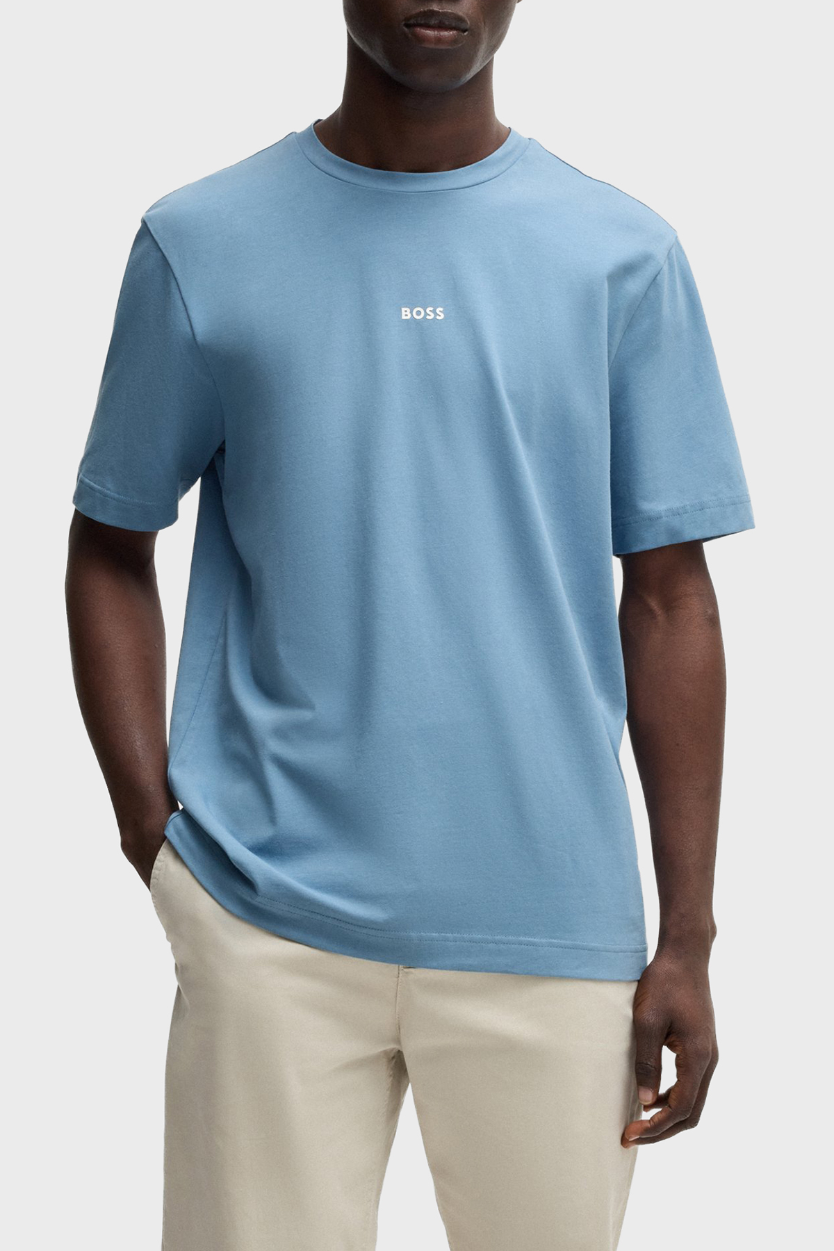 Boss Streç Pamuklu Relaxed Fit Bisiklet Yaka Erkek T Shirt 50473278 462 MAVİ