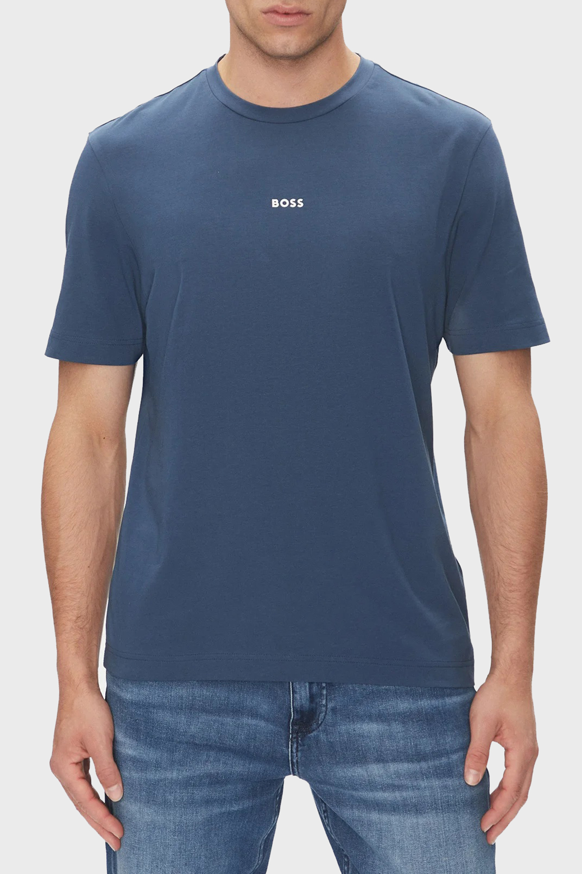 Boss Streç Pamuklu Relaxed Fit Bisiklet Yaka Erkek T Shirt 50473278 466 LACİVERT