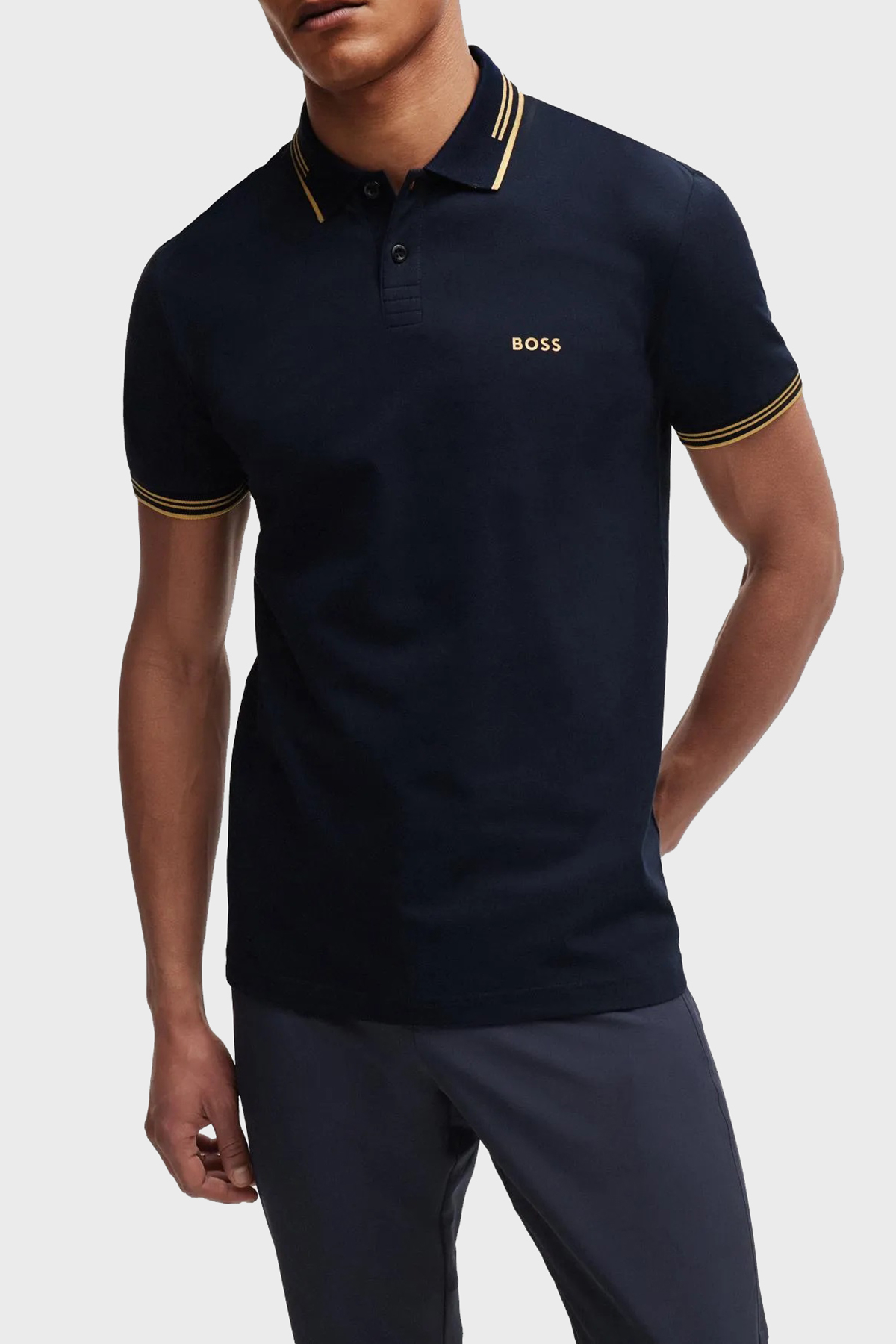 Boss Streç Pamuklu Slim Fit Düğmeli Erkek Polo Yaka T Shirt 50506193 401 LACİVERT