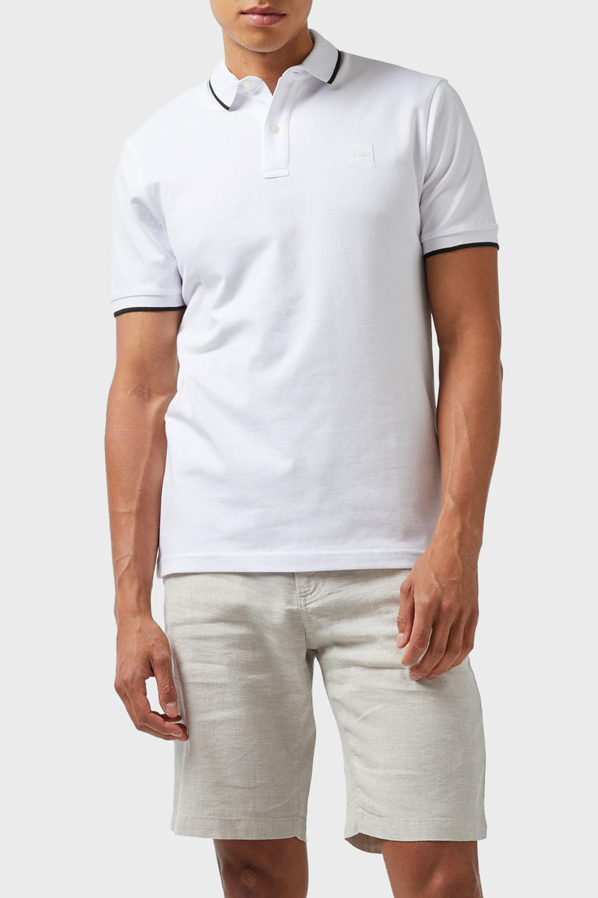Boss Streç Pamuklu Slim Fit Düğmeli Erkek Polo Yaka T Shirt 50507699 100 BEYAZ