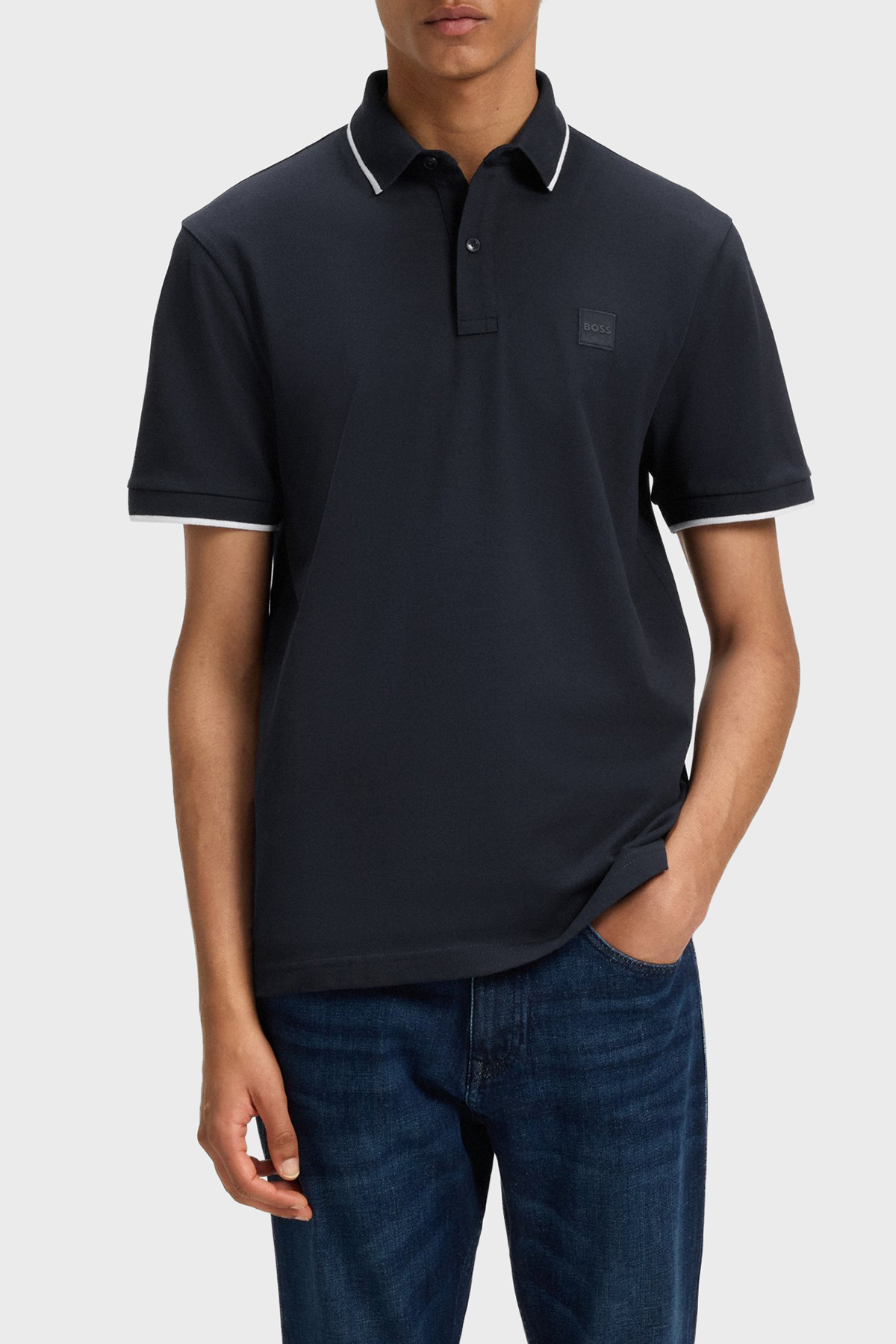 Boss Streç Pamuklu Slim Fit Düğmeli Erkek Polo Yaka T Shirt 50507699 404 LACİVERT