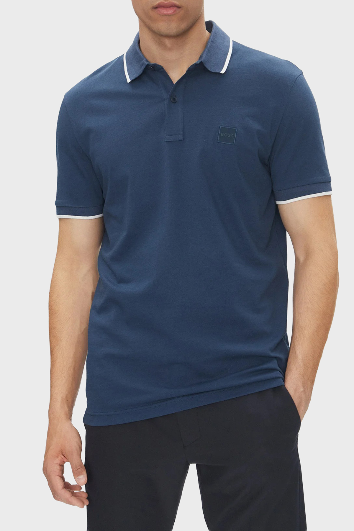 Boss Streç Pamuklu Slim Fit Düğmeli Erkek Polo Yaka T Shirt 50507699 466 LACİVERT