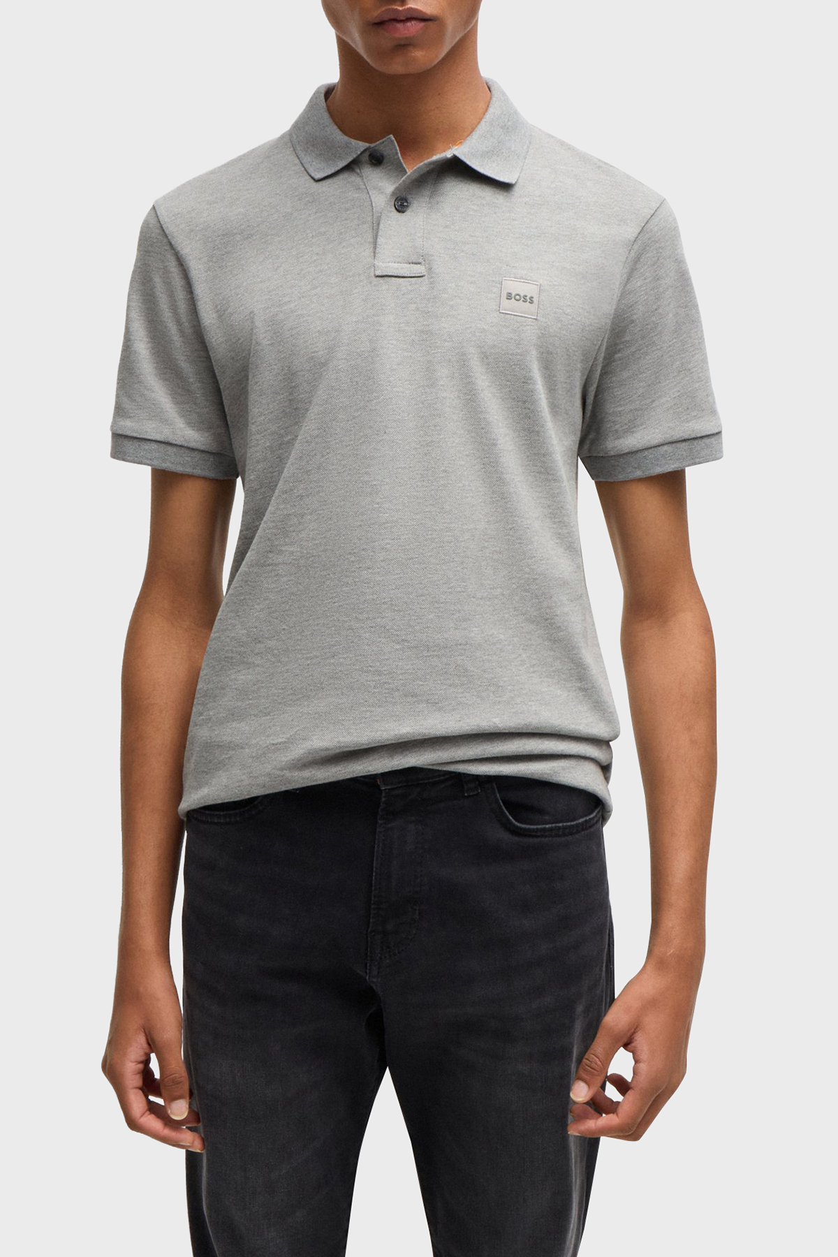 Boss Streç Pamuklu Slim Fit Düğmeli Erkek Polo Yaka T Shirt 50507803 051 GRİ