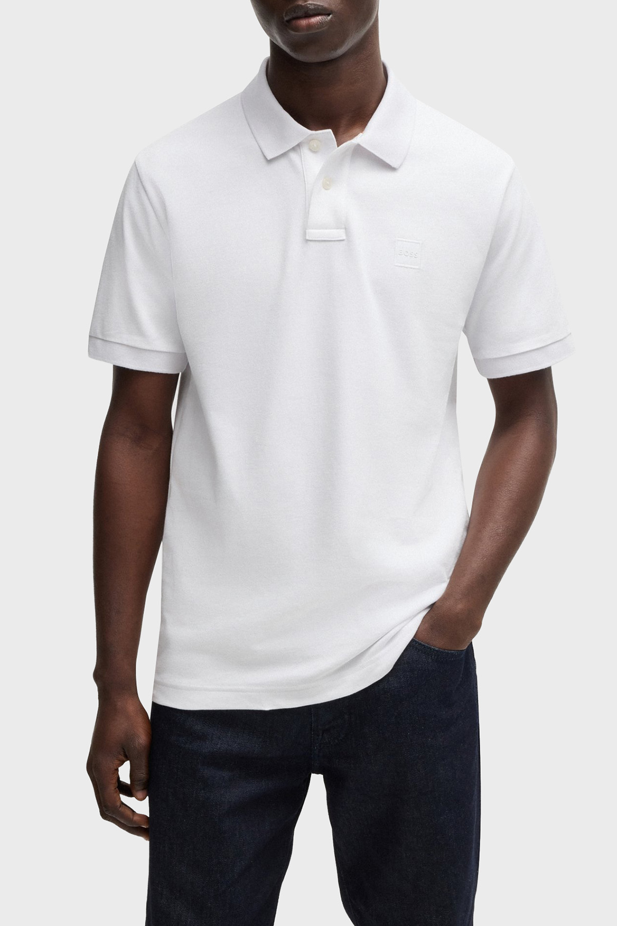 Boss Streç Pamuklu Slim Fit Düğmeli Erkek Polo Yaka T Shirt 50507803 100 BEYAZ