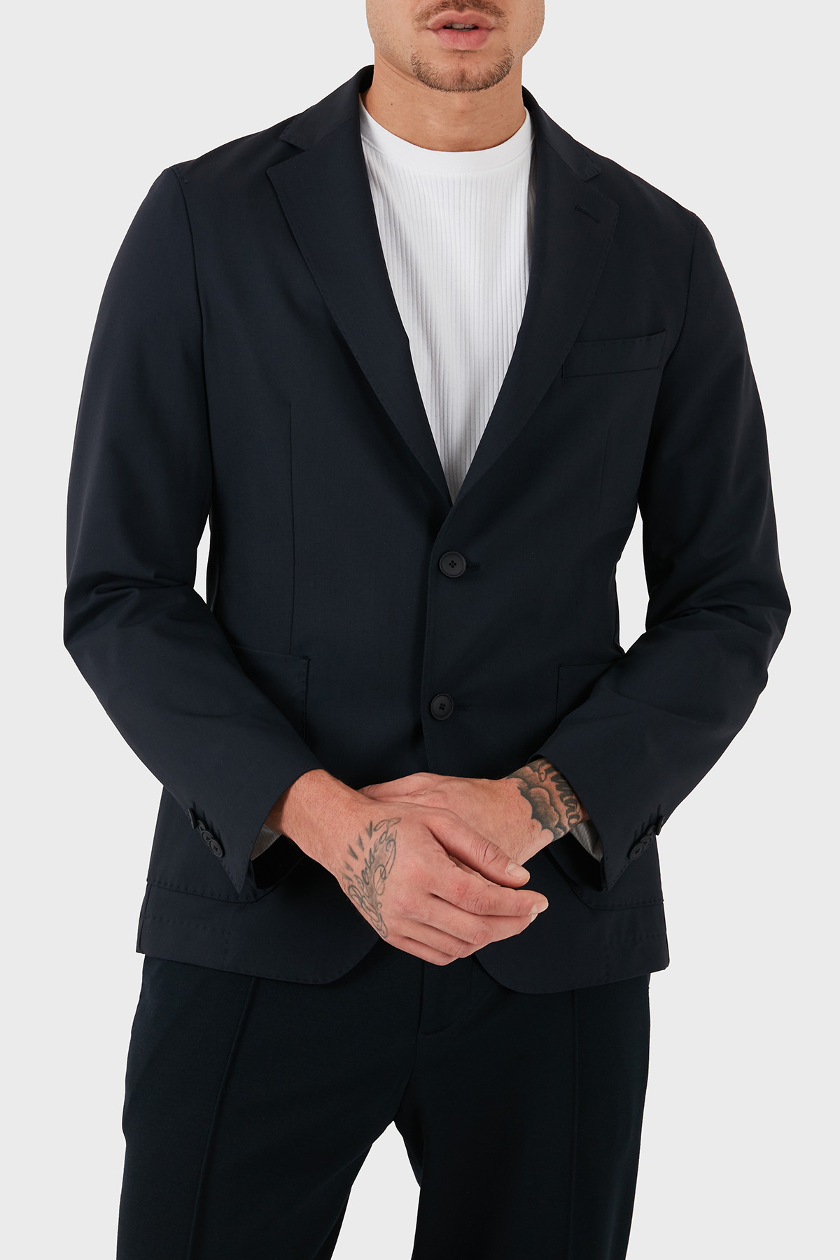 Boss Streç Yün Karışımlı Slim Fit Yırtmaçlı Apaş Yaka Nefes Alabilen Blazer Erkek Ceket 50535038 404 LACİVERT