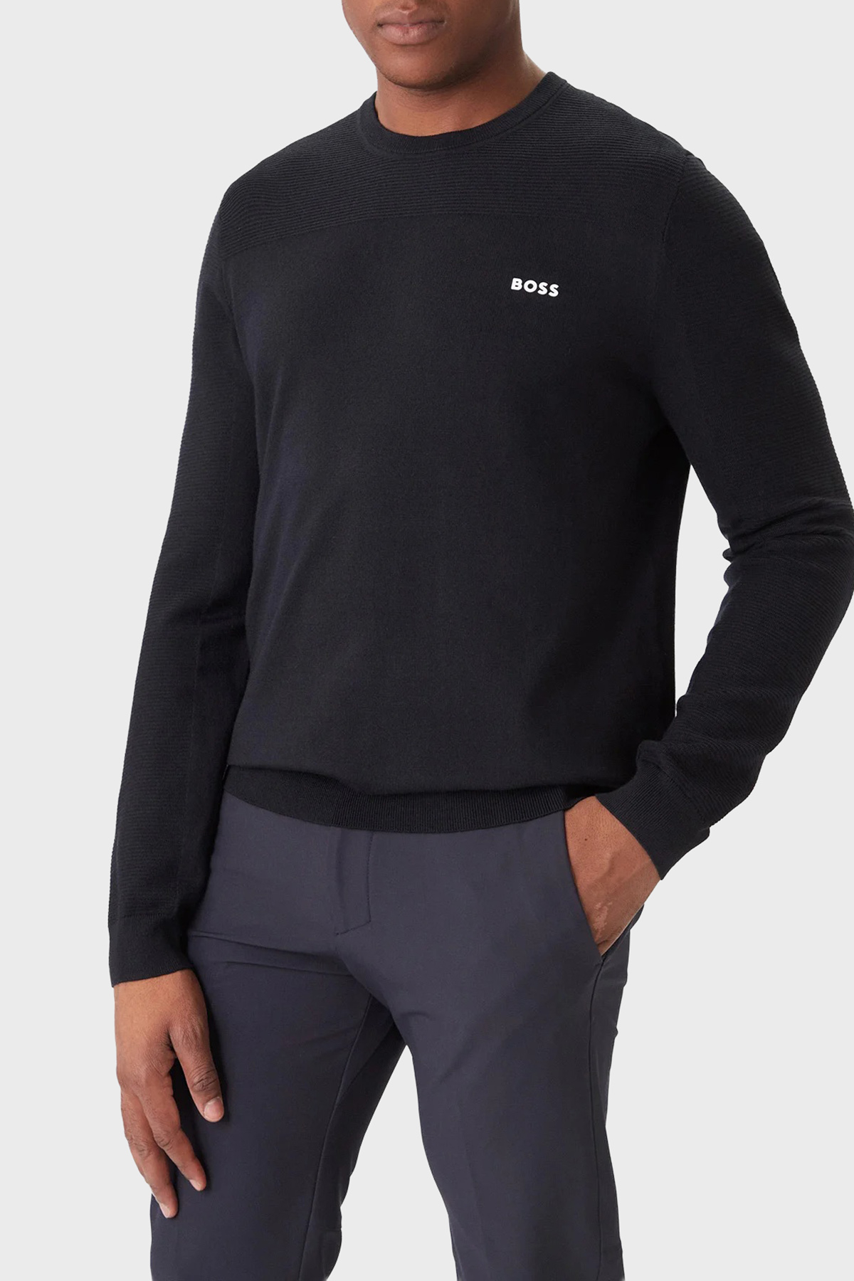 Boss Yün Karışımlı Regular Fit Bisiklet Yaka Erkek Kazak 50547507 402 LACİVERT