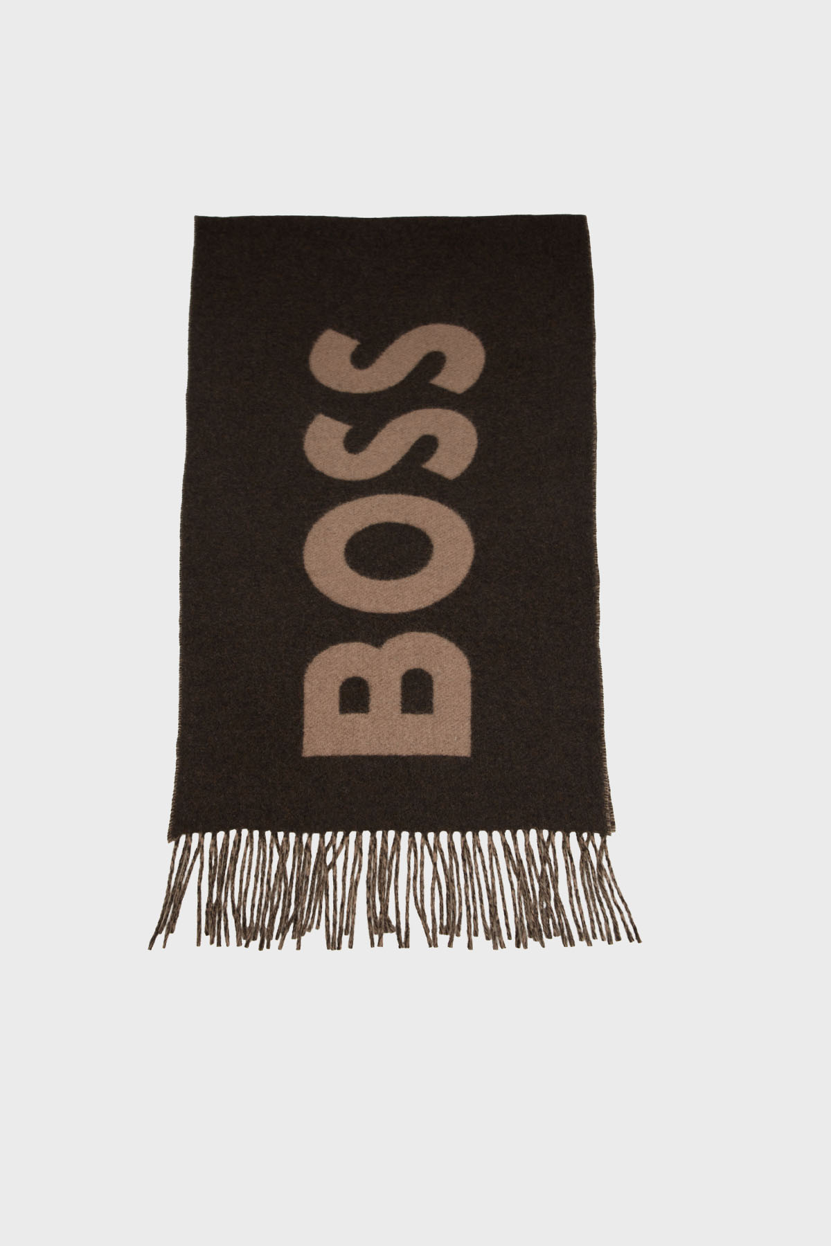 Boss Yünlü Logolu 140 x 140 cm Erkek Atkı 50527099 346 KAHVE