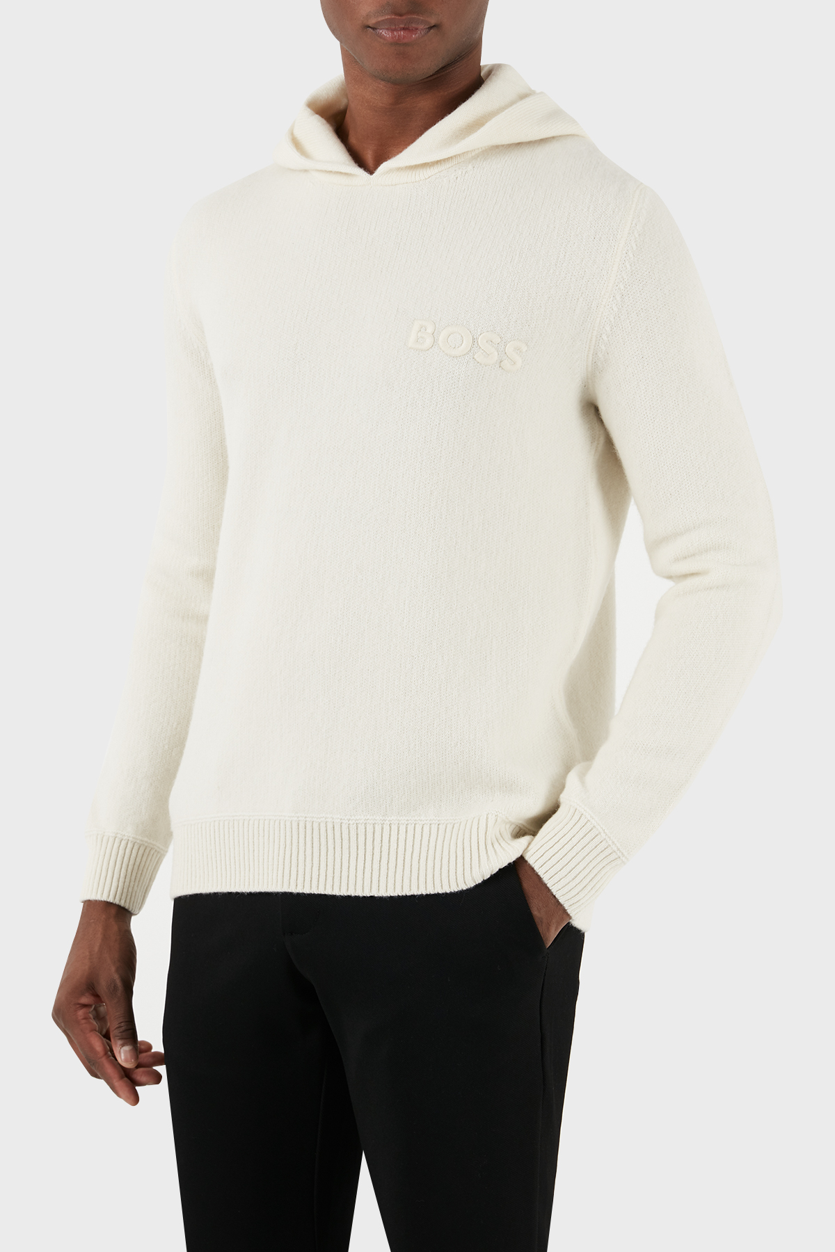 Boss Yünlü Regular Fit Kapüşonlu Erkek Kazak 50500676 131 EKRU