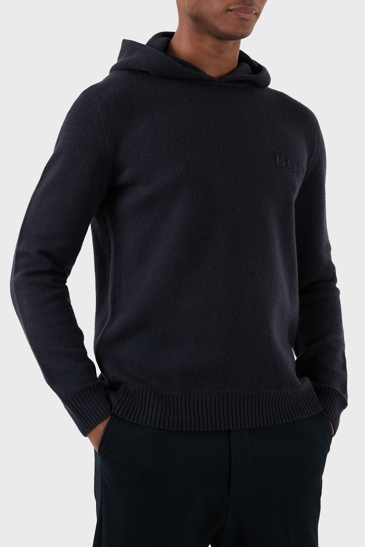 Boss Yünlü Regular Fit Kapüşonlu Erkek Kazak 50500676 404 LACİVERT