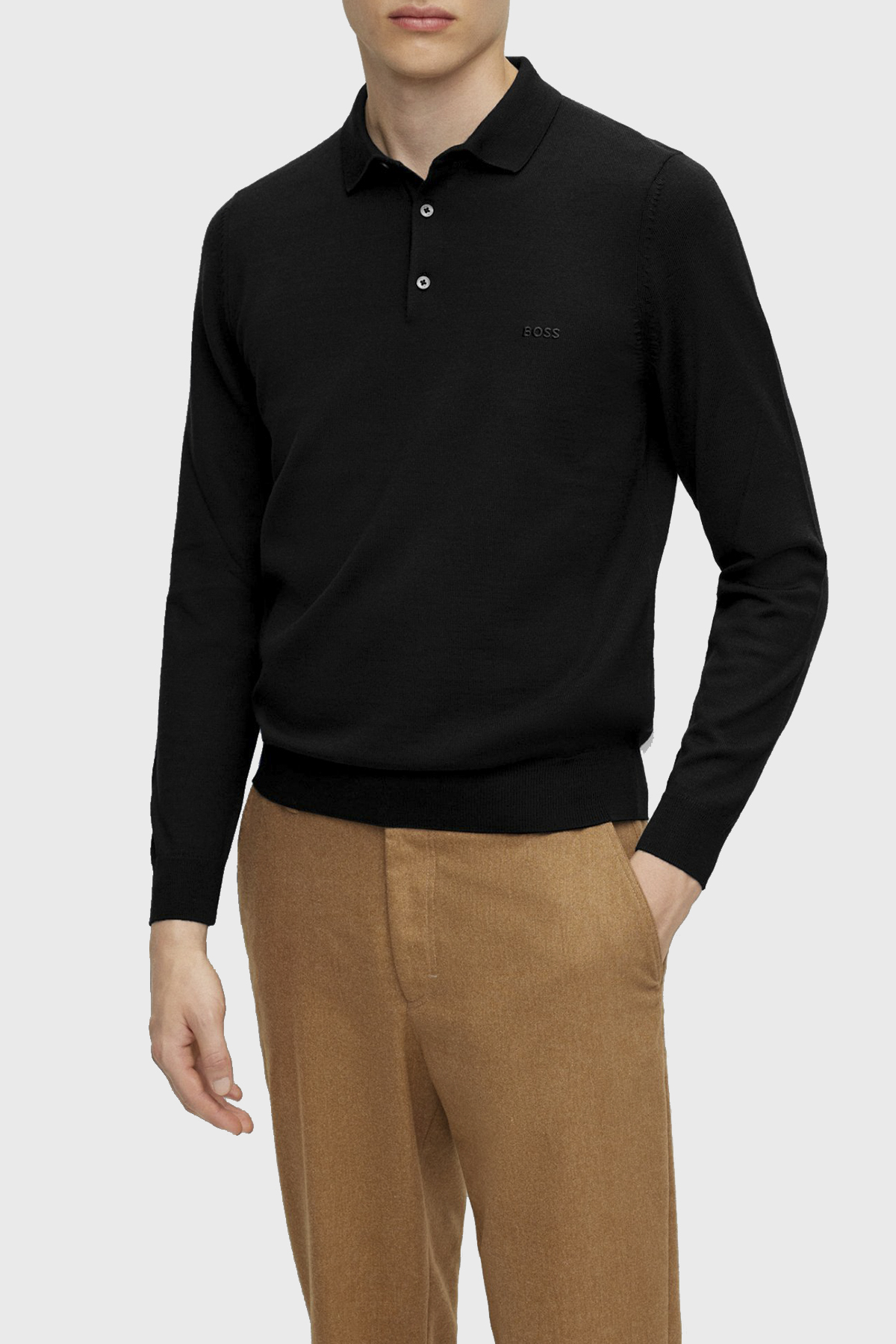Boss Yünlü Regular Fit Polo Yaka Erkek Kazak 50476357 001 SİYAH