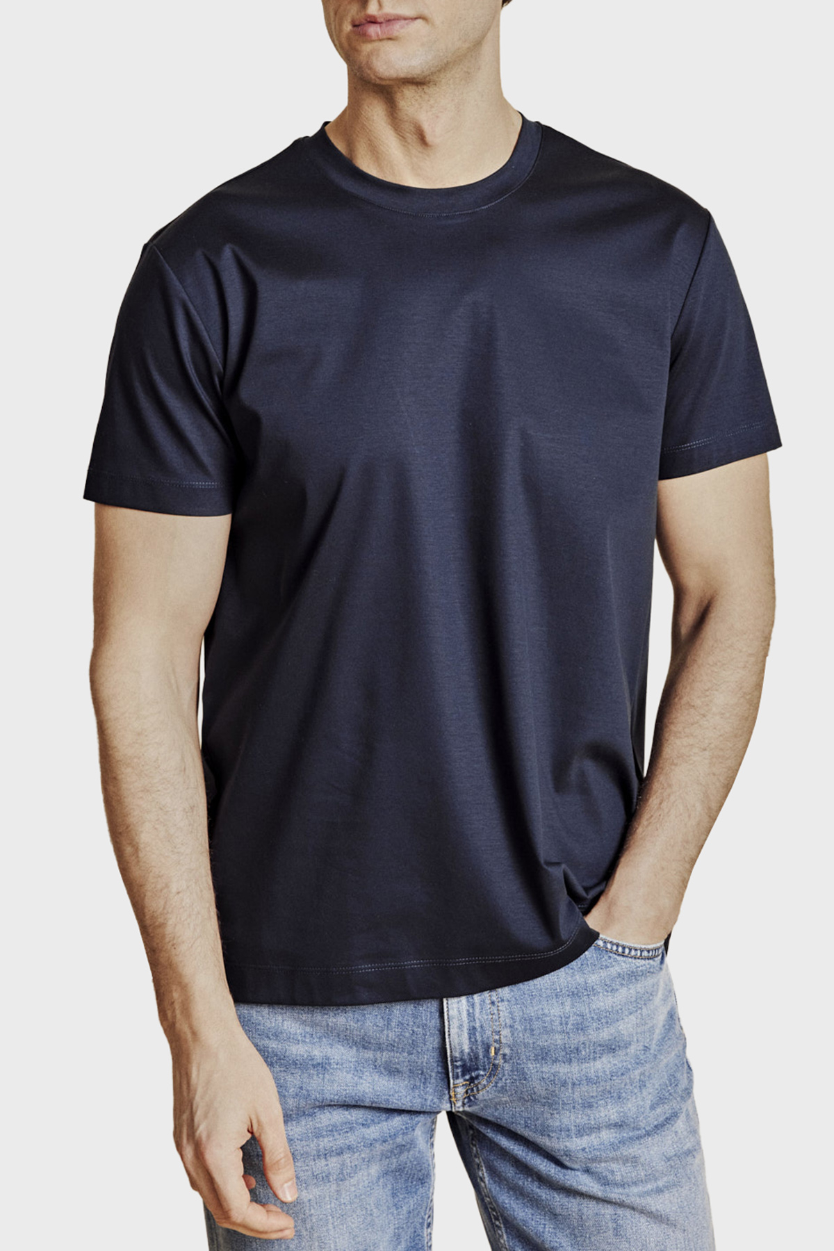 Brooks Brothers % 100 Pamuk Bisiklet Yaka T-shirt Erkek T Shirt BBSS26MTS008137 LACİVERT