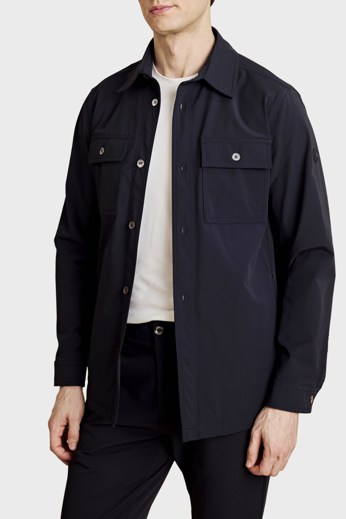 Brooks Brothers Klasik Yaka Kapak Cepli Düğmeli Erkek Gömlek BBSS26MOS001137 Lacivert