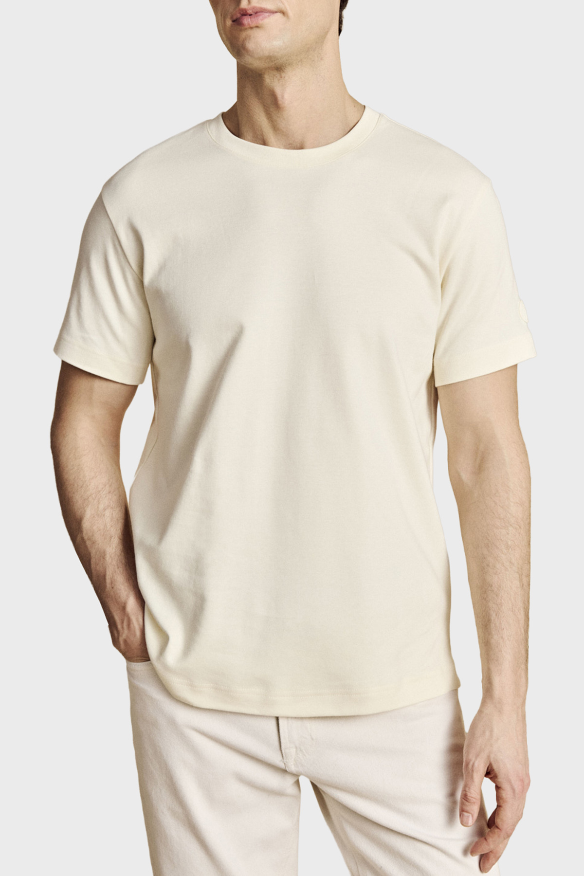 Brooks Brothers Logolu % 100 Pamuk Bisiklet Yaka T-shirt Erkek T Shirt BBSS26MTS002142 BEJ