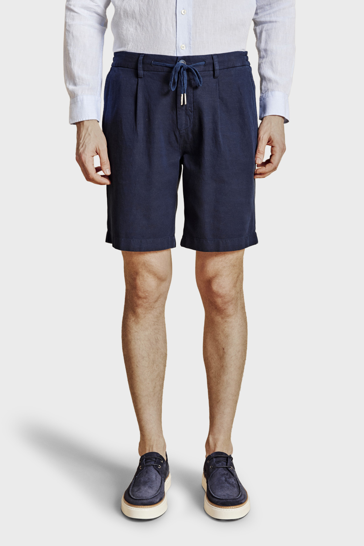 Brooks Brothers Pamuk ve Keten Karışımlı Bağcıklı Erkek Şort BBSS26MSO003137 LACİVERT