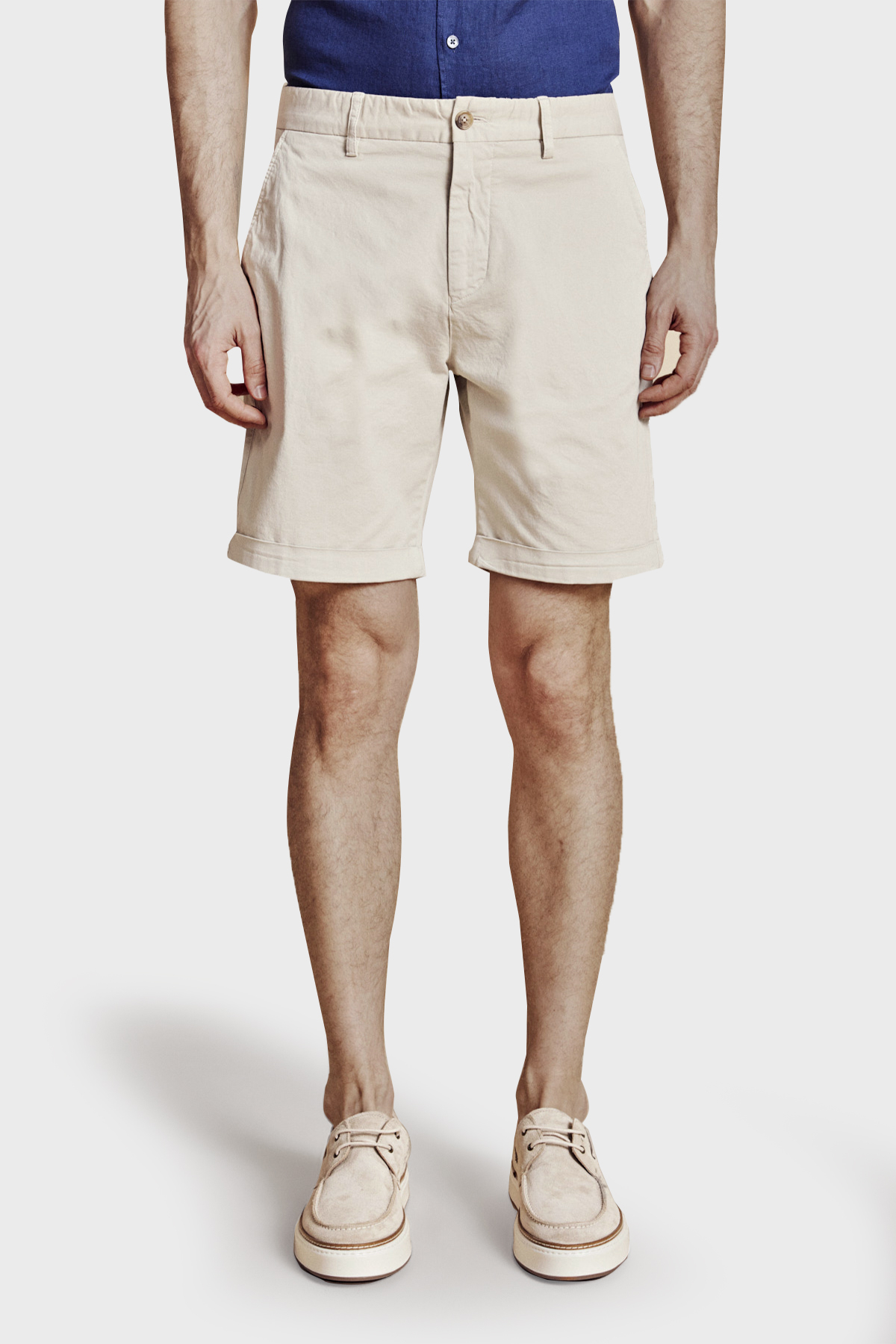 Brooks Brothers Pamuklu Duble Paça Normal Bel Bermuda Erkek Şort BBSS26MSO004142 BEJ