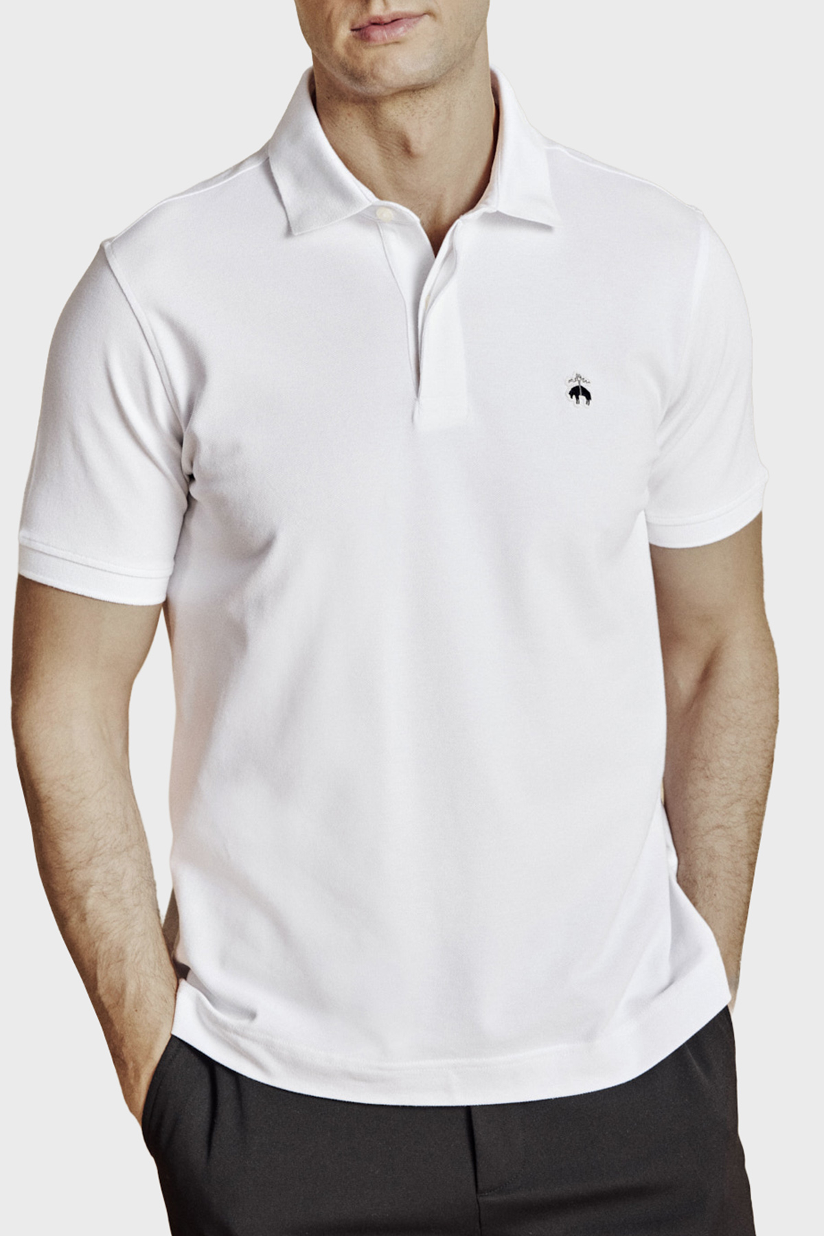 Brooks Brothers Pamuklu Regular Fit Düğmeli Erkek Polo Yaka T Shirt BBSS26MTS001100 BEYAZ