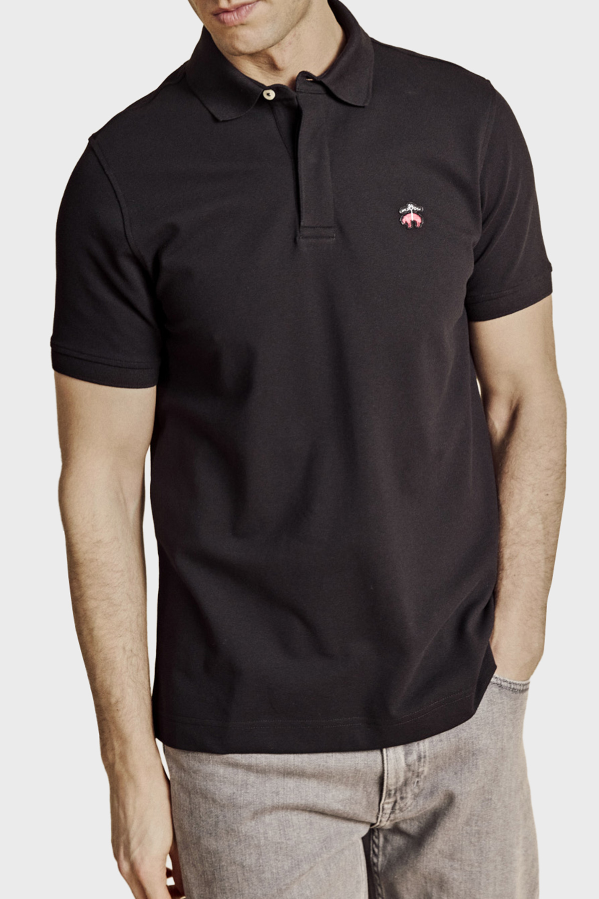 Brooks Brothers Pamuklu Regular Fit Düğmeli Erkek Polo Yaka T Shirt BBSS26MTS001112 SİYAH