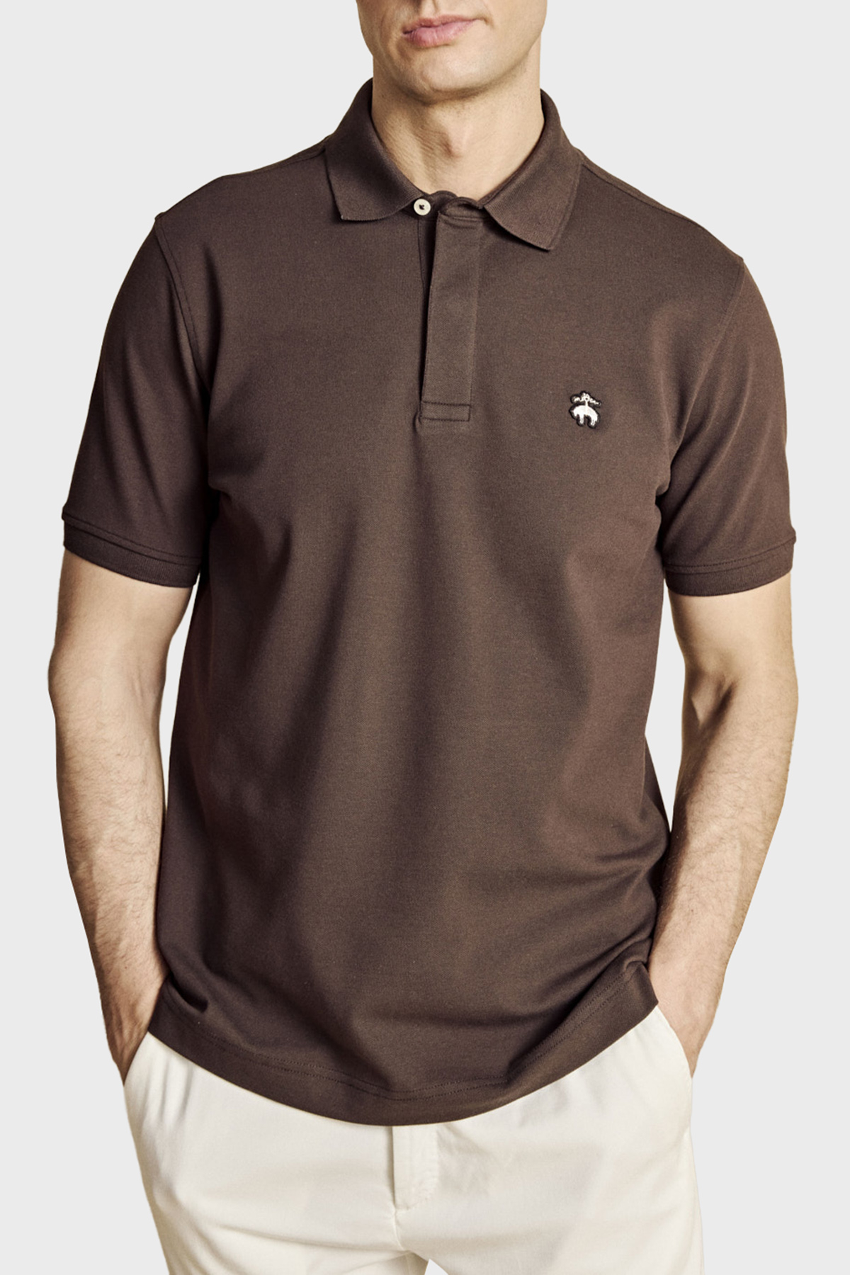 Brooks Brothers Pamuklu Regular Fit Düğmeli Erkek Polo Yaka T Shirt BBSS26MTS001150 KAHVE