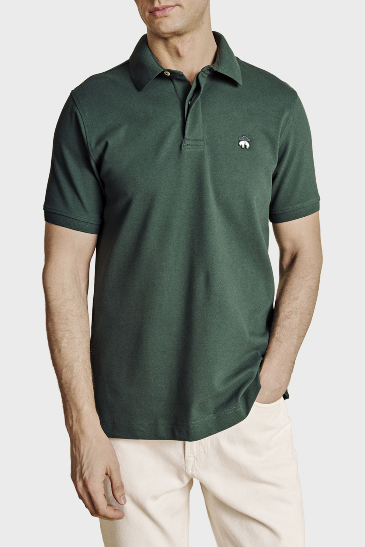 Brooks Brothers Pamuklu Regular Fit Düğmeli Erkek Polo Yaka T Shirt BBSS26MTS001155 KOYU YEŞİL
