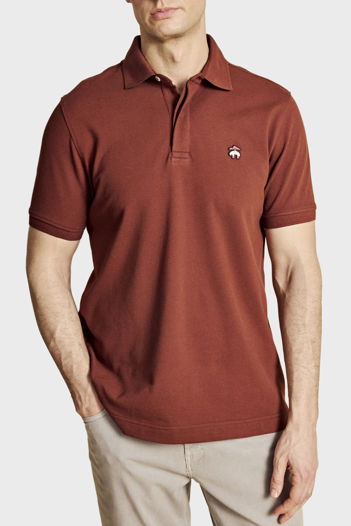 Brooks Brothers Pamuklu Regular Fit Düğmeli Erkek Polo Yaka T Shirt BBSS26MTS001439 KOYU KİREMİT-BAKIR