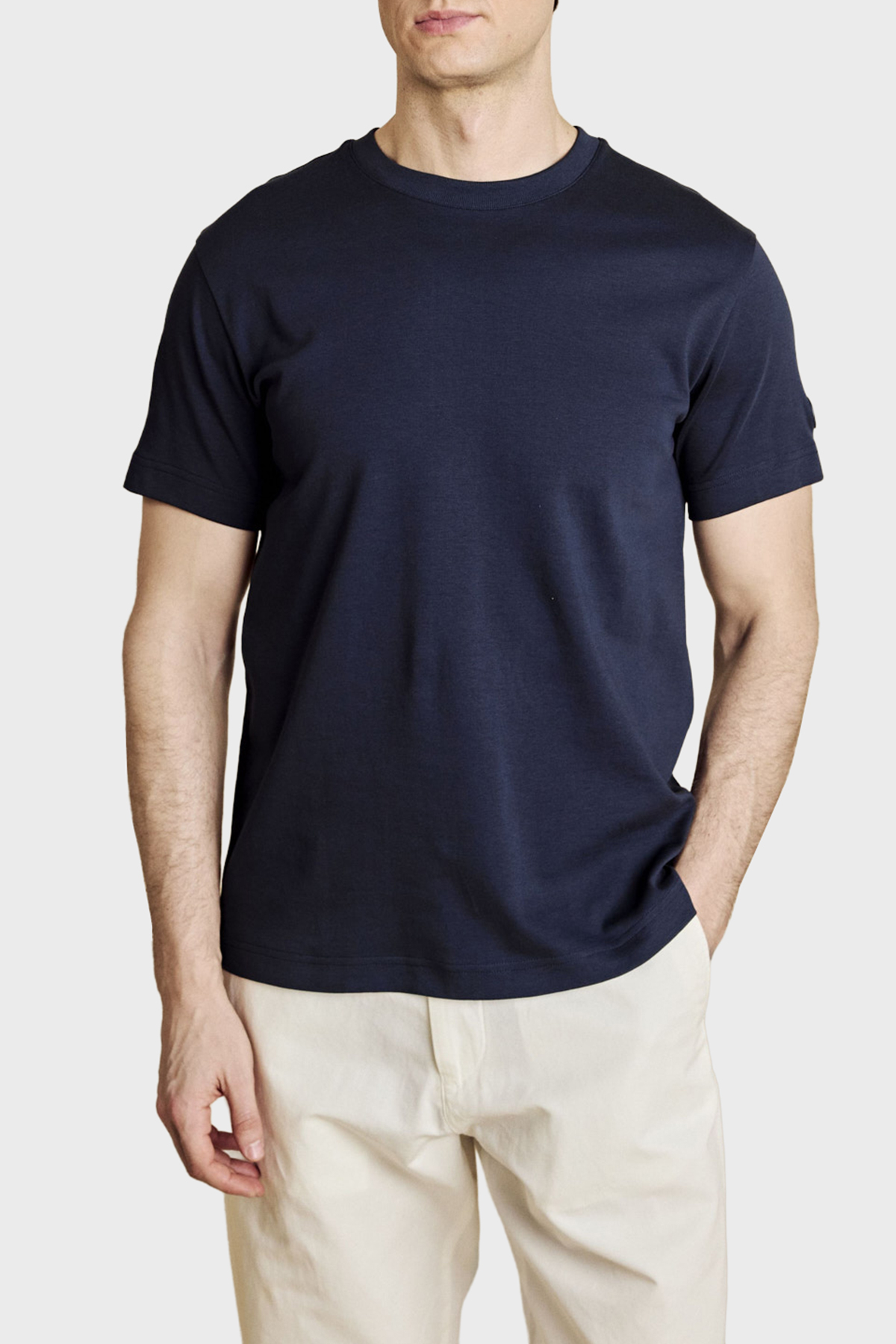 Brooks Brothers Patch Logolu % 100 Pamuk Bisiklet Yaka Erkek T Shirt BBSS26MTS002137 Lacivert