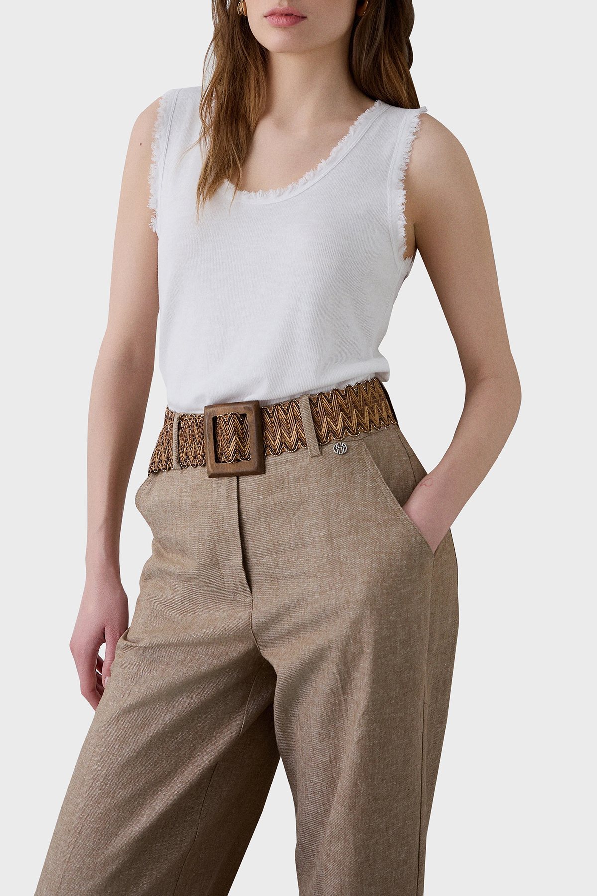 BSB Pamuk Karışımlı Regular Fit Yuvarlak Yaka Basic Kadın Top 053-210131.002 BEYAZ
