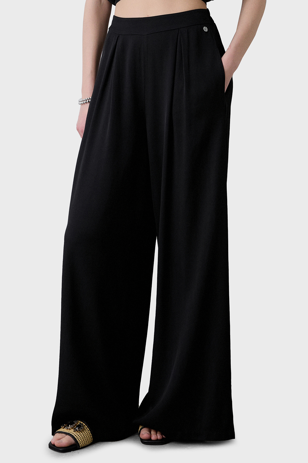 BSB Wide Leg Yüksek Bel Geniş Paça Pileli Kadın Pantolon 053-212020.080 SİYAH