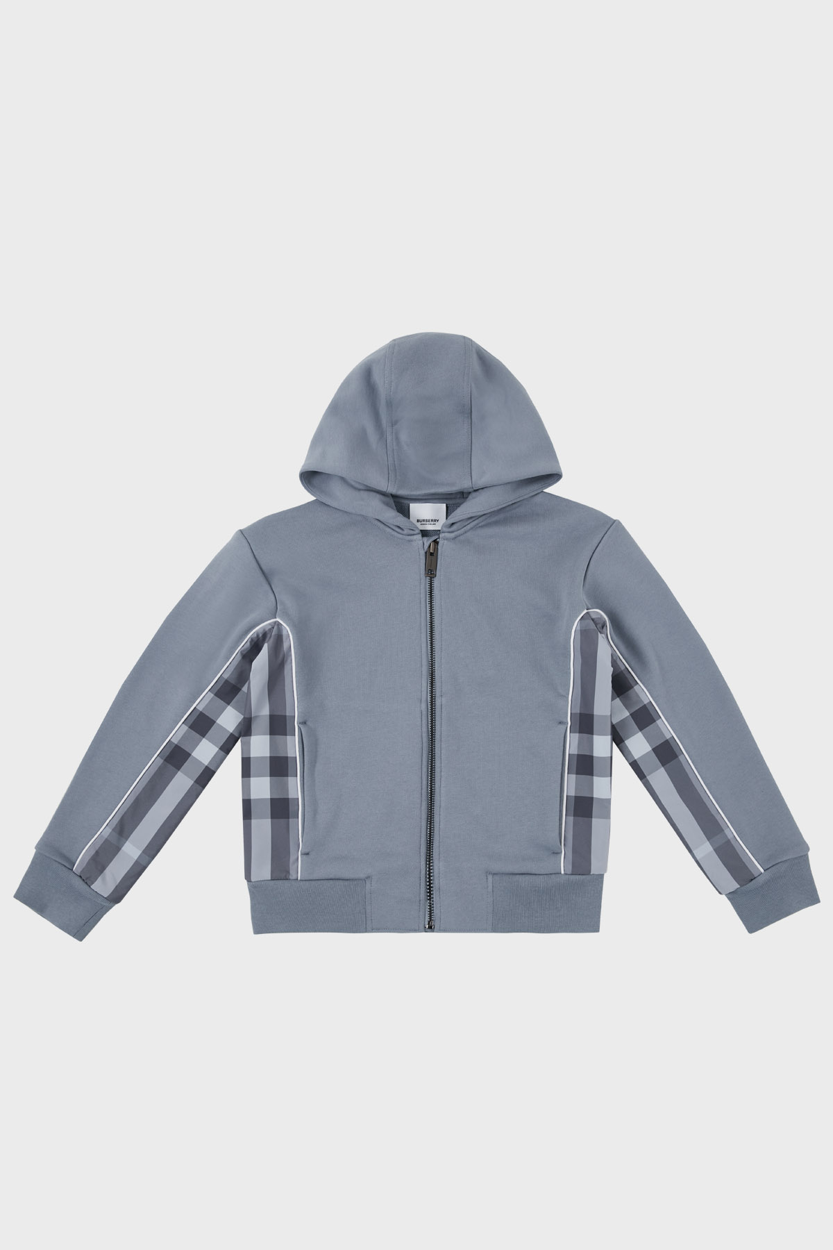 Burberry Pamuklu Fermuarlı Kapüşonlu Çocuk Sweat 8047429 SHALE BLUE Buz Mavisi