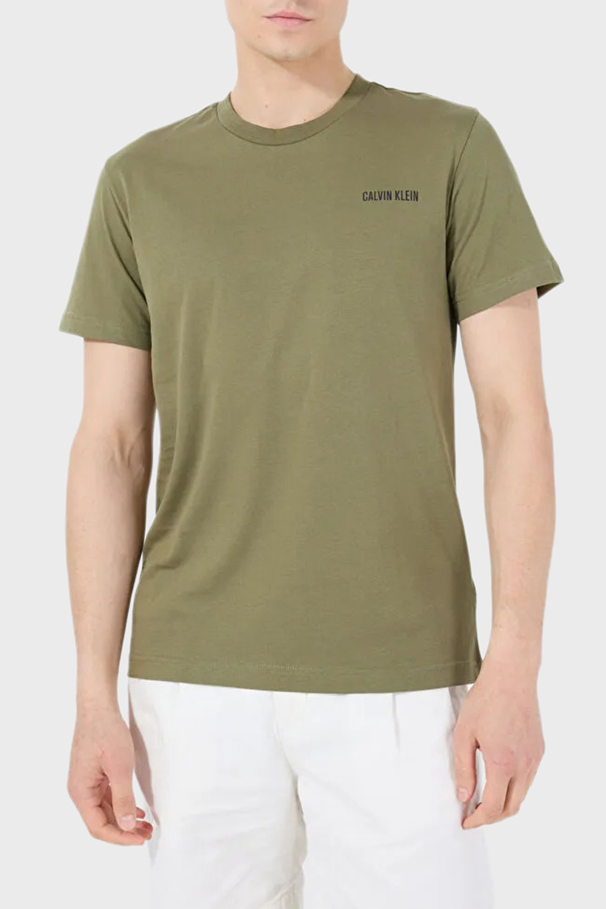 Calvin Klein % 100 Pamuk Regular Fit Bisiklet Yaka  KM0KM01146LB6 Erkek T Shirt KM0KM01146 LB6 HAKİ