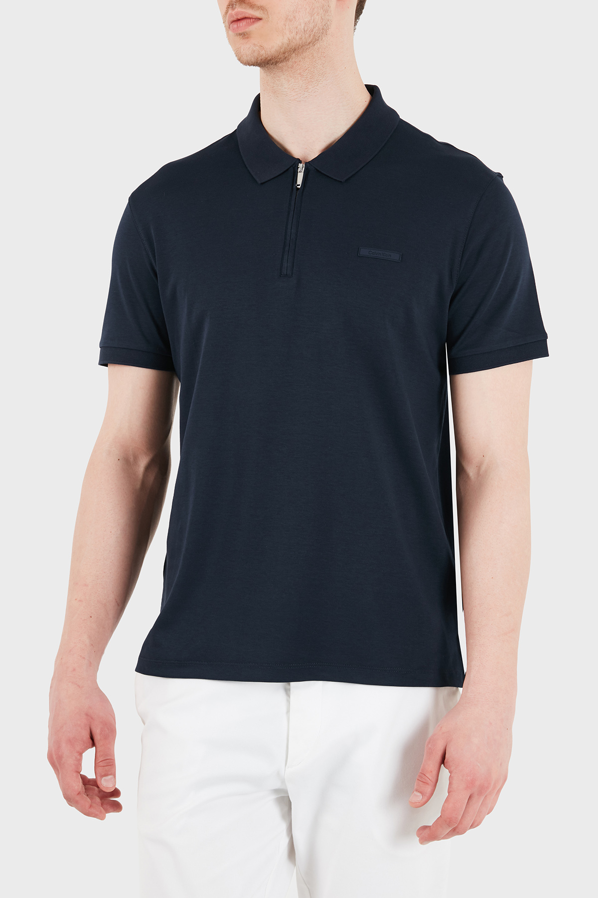 Calvin Klein % 100 Pamuk Regular Fit Fermuarlı   LV04LE255GCEF Erkek Polo LV04LE255G CEF LACİVERT
