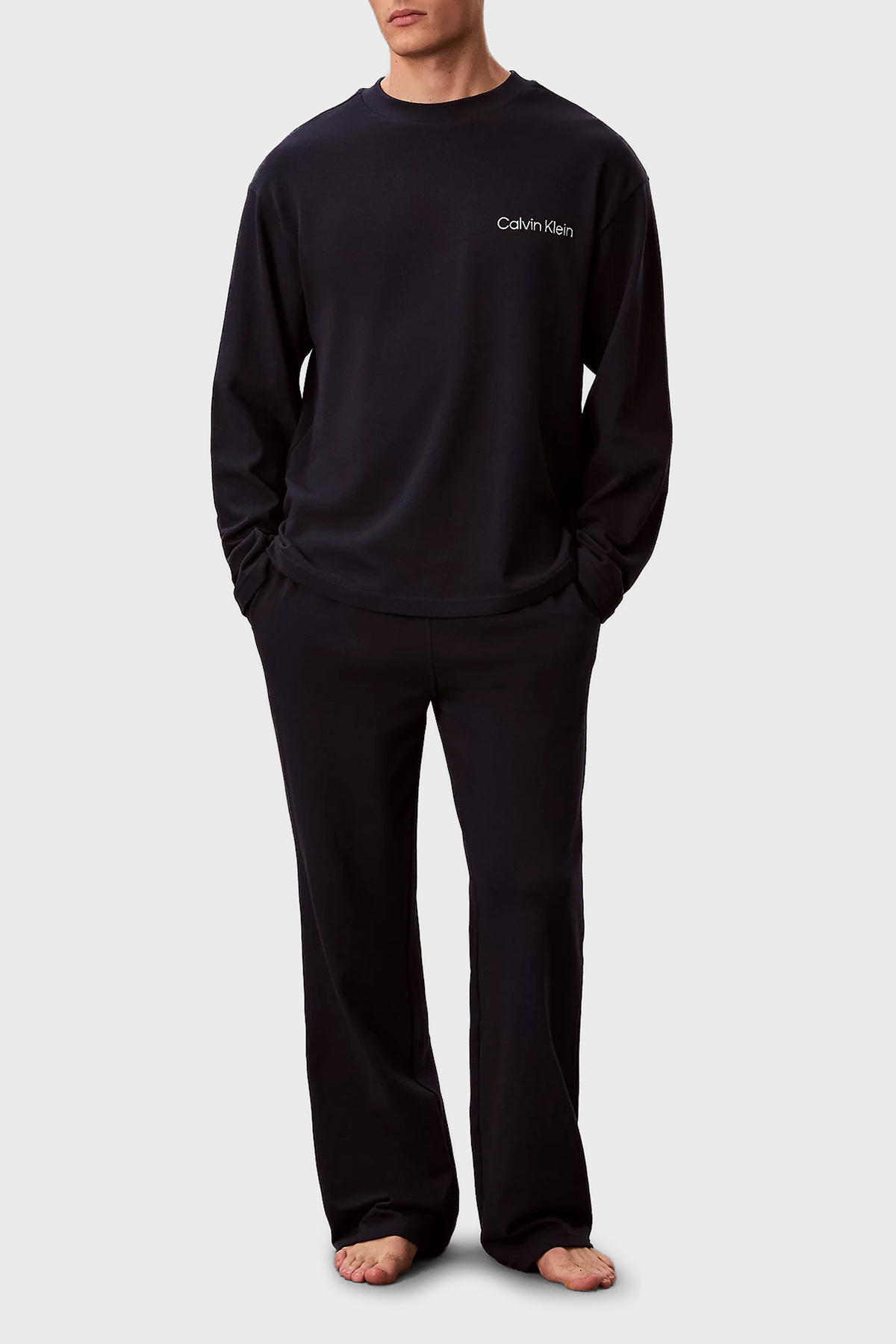 Calvin Klein % 100 Pamuk Regular Fit Uzun Kollu   LV00NM29500PP Erkek Pijama Takımı LV00NM2950 0PP LACİVERT