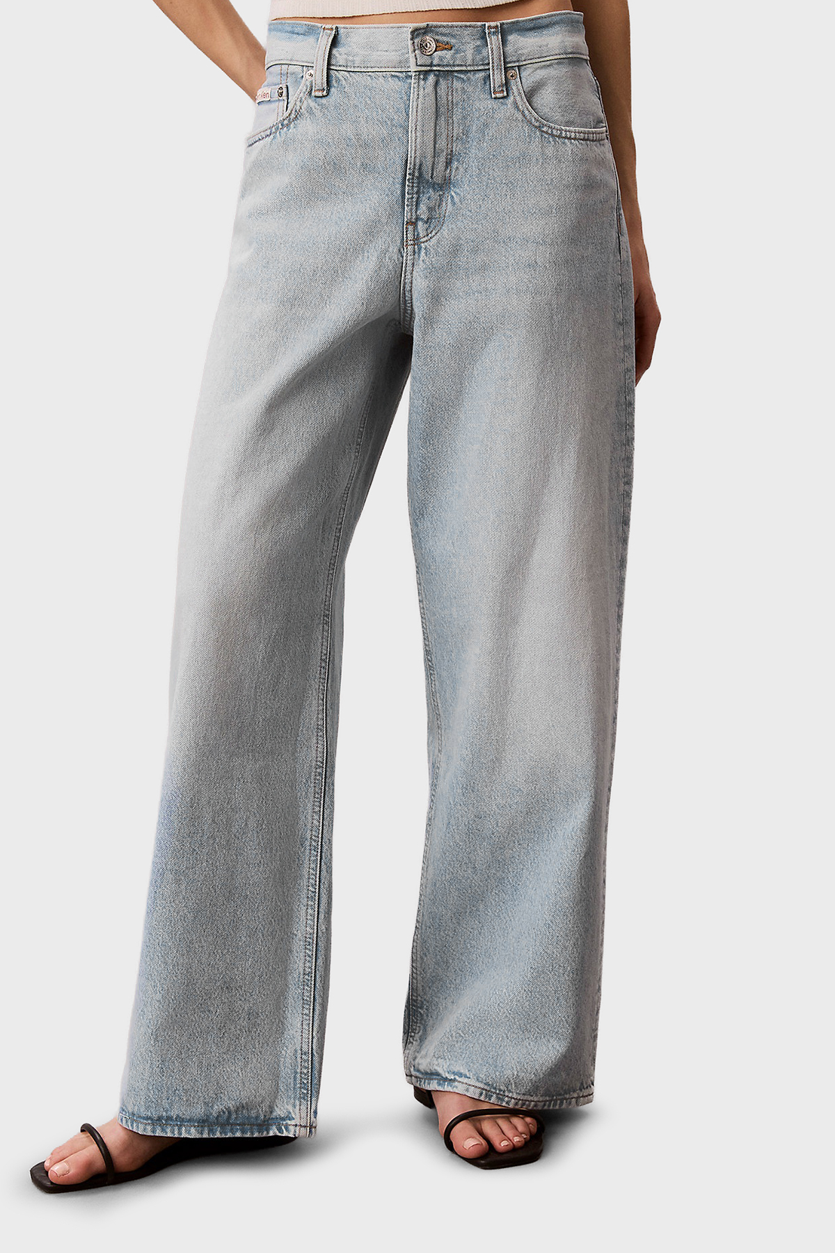 Calvin Klein % 100 Pamuk Wide Leg Fit Normal Bel Jeans LV047F663G1XO Kadın Kot Pantolon LV047F663G 1XO MAVİ