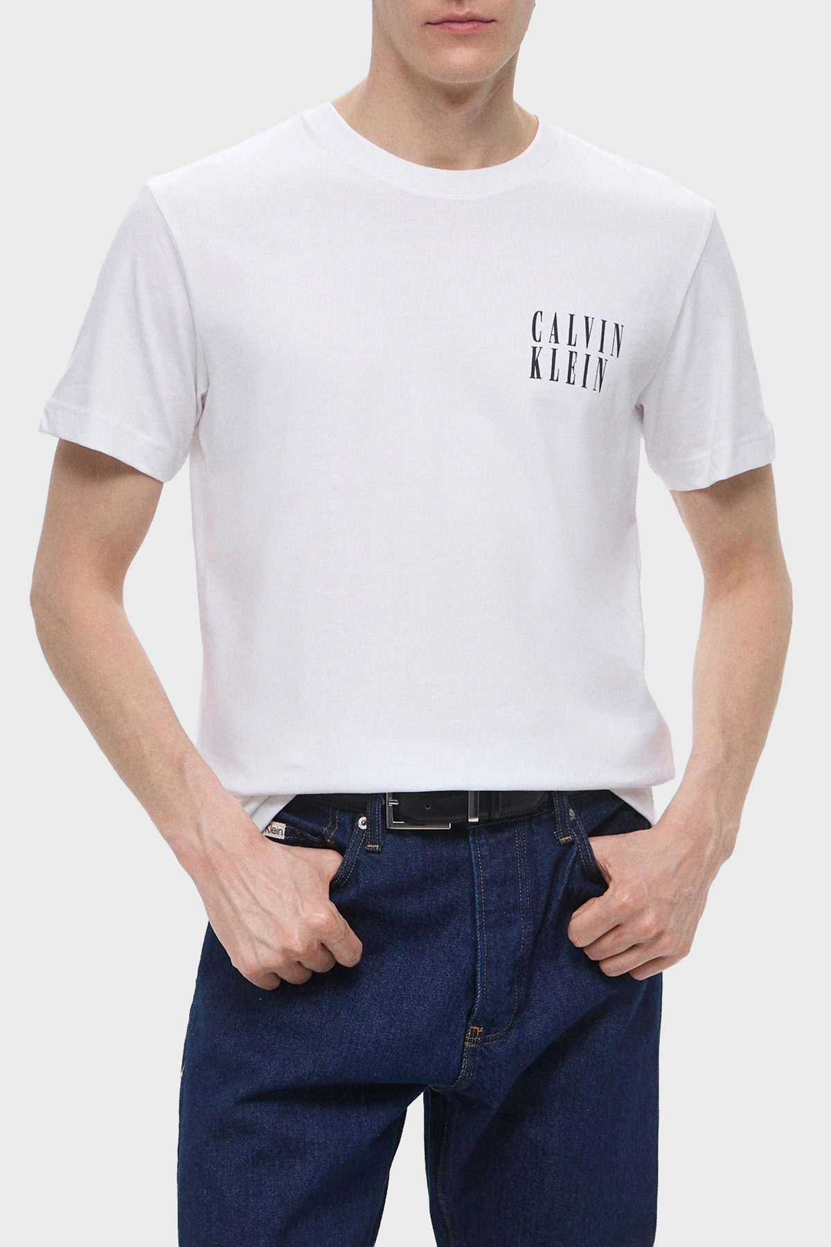 Calvin Klein Baskılı Pamuklu Regular Fit Bisiklet Yaka  J30J327478YAF Erkek T Shirt J30J327478 YAF BEYAZ