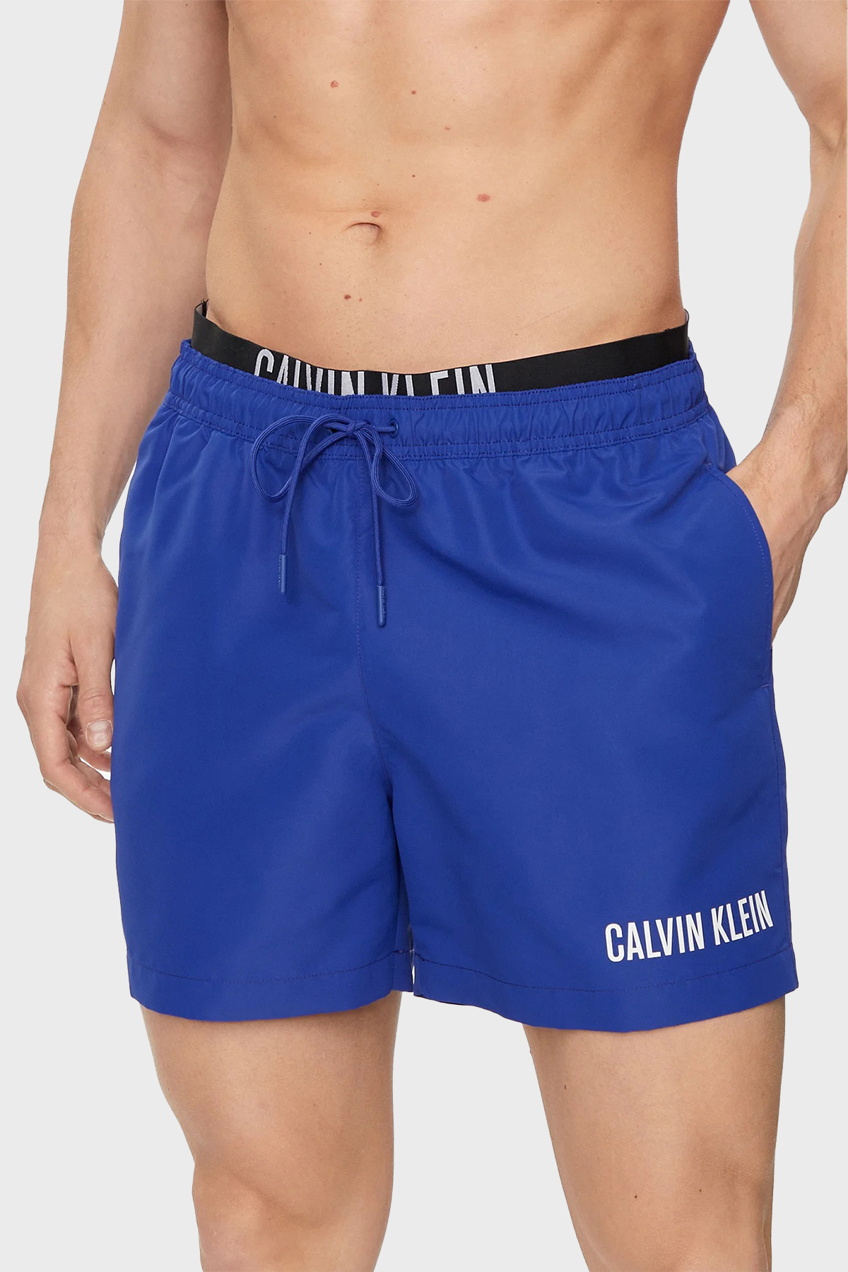 Calvin Klein Çift Bel Detaylı Deniz Şortu Belden Bağlamalı  KM0KM00992C7N Erkek Mayo Short KM0KM00992 C7N SAKS
