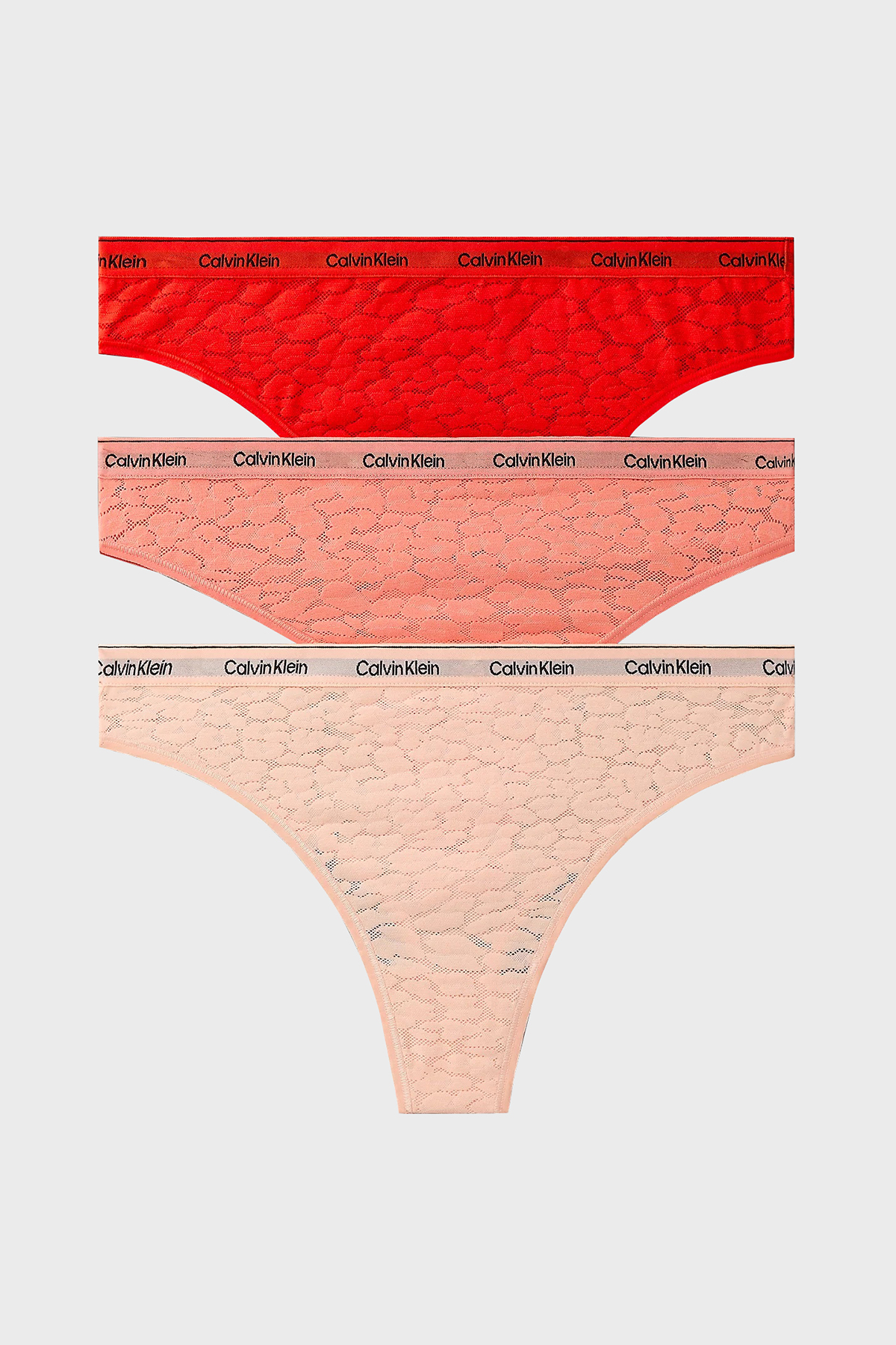 Calvin Klein Dantelli 3 Pack Brazilian  000QD5225EW5R Kadın Külot 000QD5225E W5R Pudra-Pembe-Kırmızı