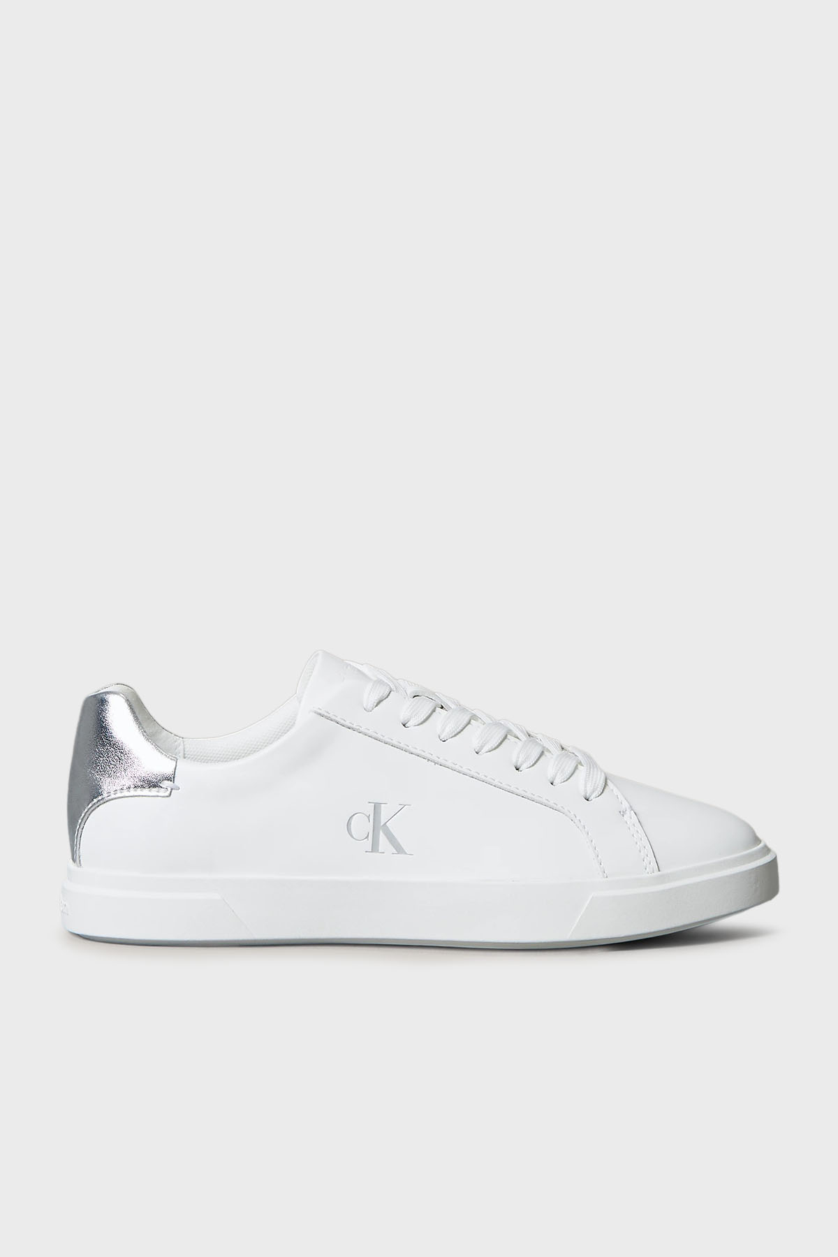 Calvin Klein Deri Logolu Bağcıklı Sneaker  HW0HW028460K8 Kadın Ayakkabı HW0HW02846 0K8 BEYAZ