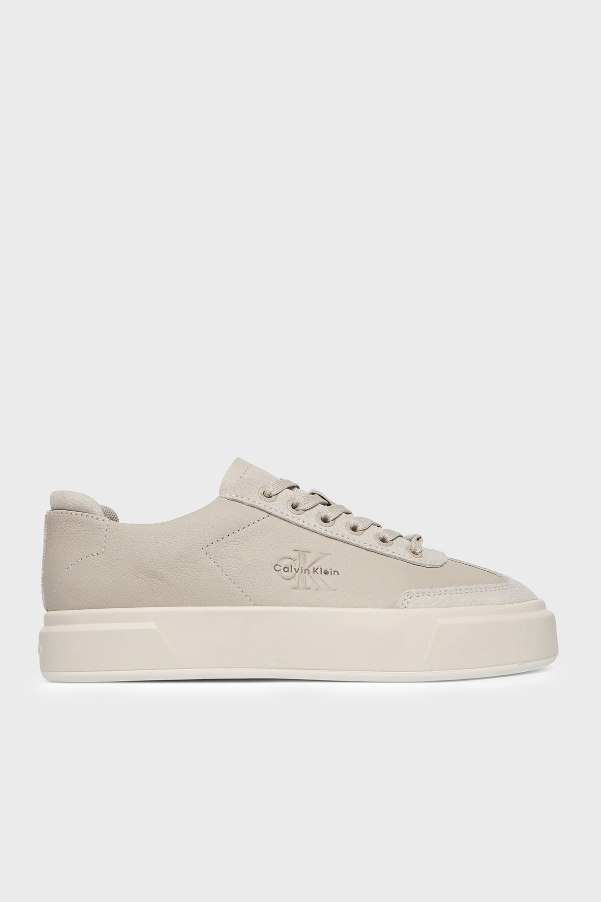 Calvin Klein Deri Logolu Sneaker  HW0HW02984066 Kadın Ayakkabı HW0HW02984 066 BEJ