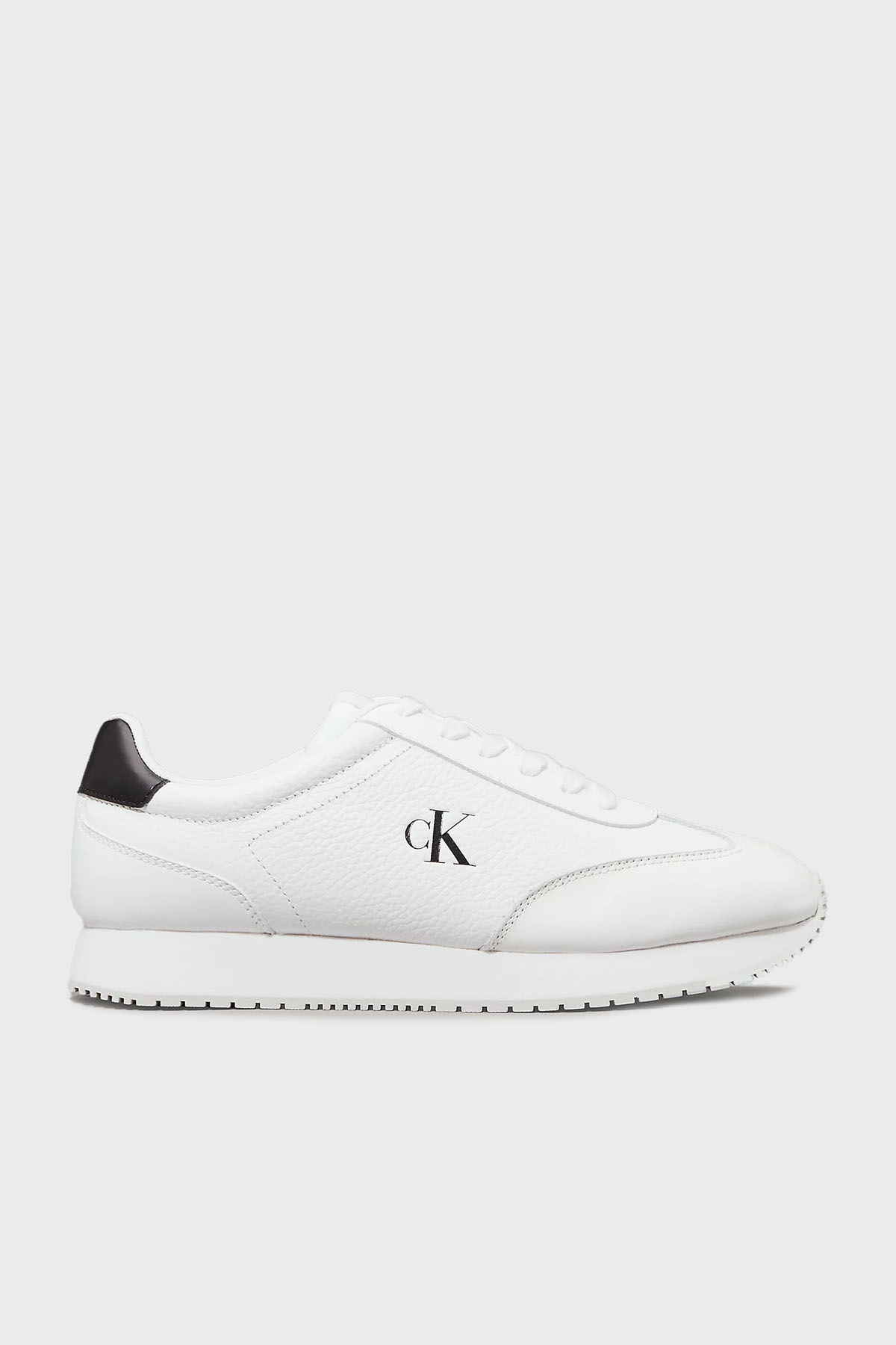 Calvin Klein Deri Logolu Sneaker  YM0YM0118701W Erkek Ayakkabı YM0YM01187 01W BEYAZ-SİYAH