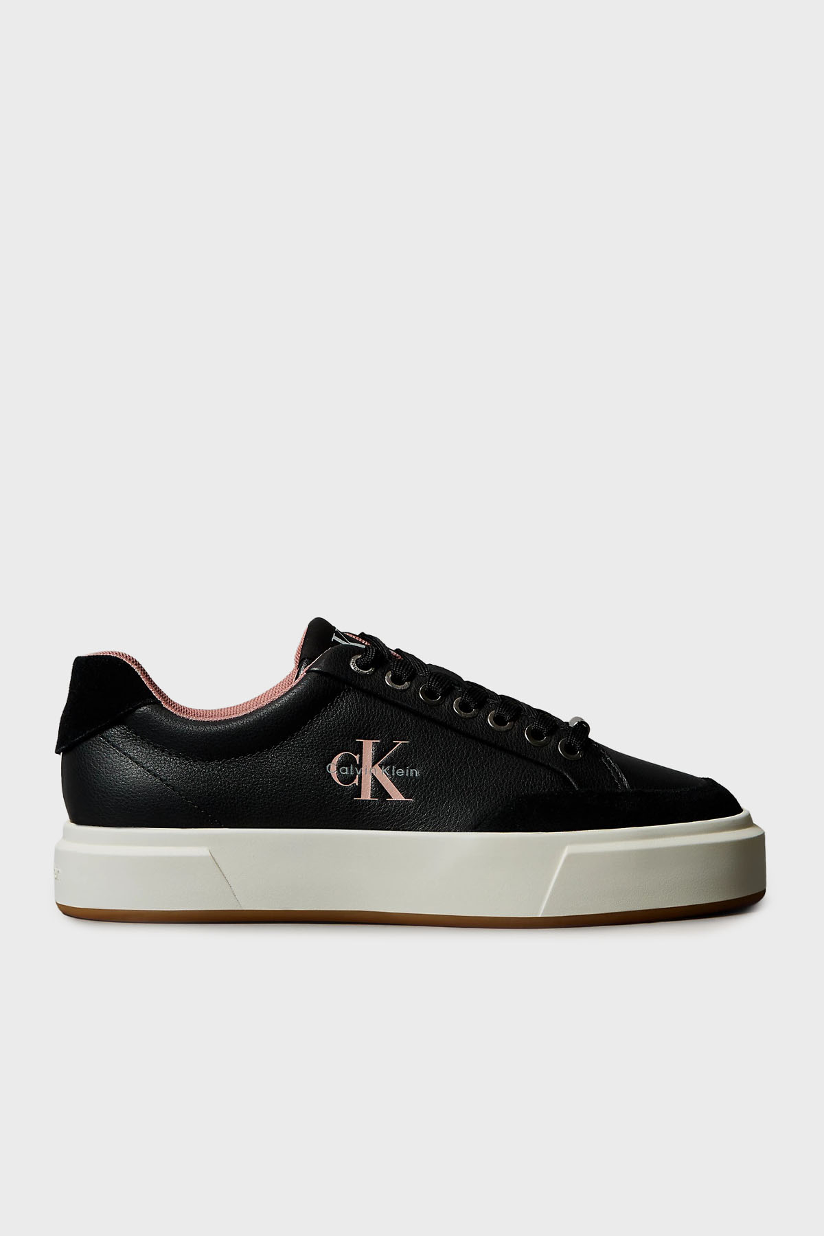 Calvin Klein Deri Süet Detaylı Sneaker  YW0YW0202301G Kadın Ayakkabı YW0YW02023 01G SİYAH