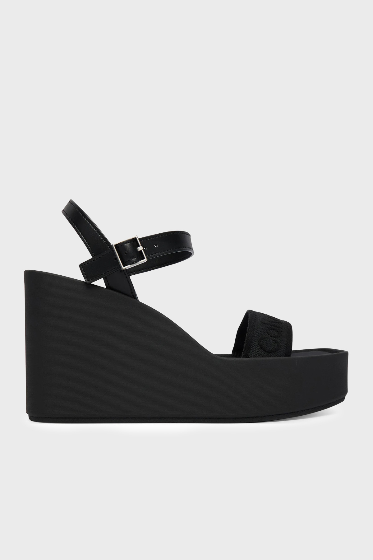 Calvin Klein Hakiki Deri Logolu  HW0HW028820GJ Kadın Sandalet HW0HW02882 0GJ SİYAH