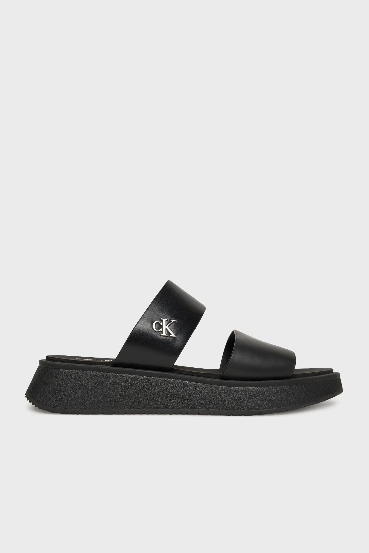 Calvin Klein Kalın Taban Logolu Deri  YW0YW016940GJ Kadın Sandalet YW0YW01694 0GJ SİYAH