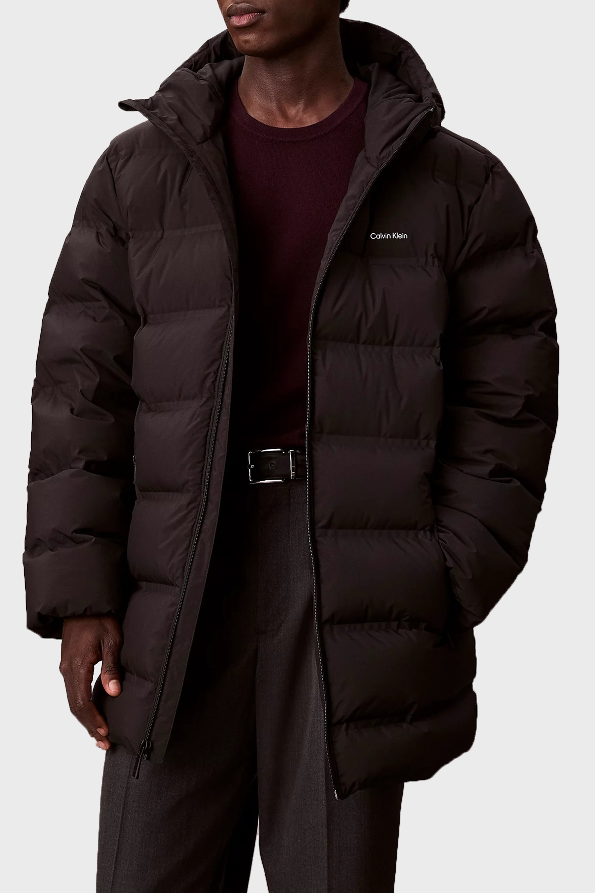 Calvin Klein Logolu Regular Fit Kapüşonlu Suya Dayanıklı  LV04LD516GUB1 Erkek Mont LV04LD516G UB1 SİYAH