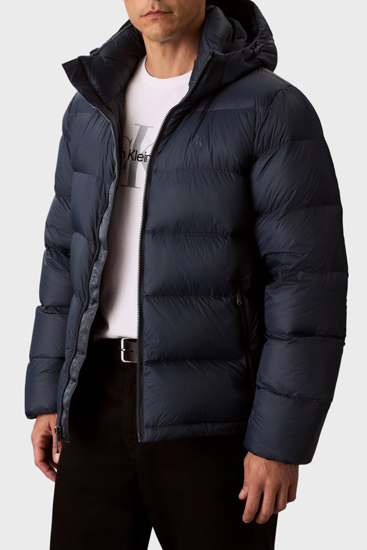 Calvin Klein Su İtici Regular Fit Çıkarılabilir Kapüşonlu  LV04RC518GPPK Erkek Mont LV04RC518G PPK LACİVERT