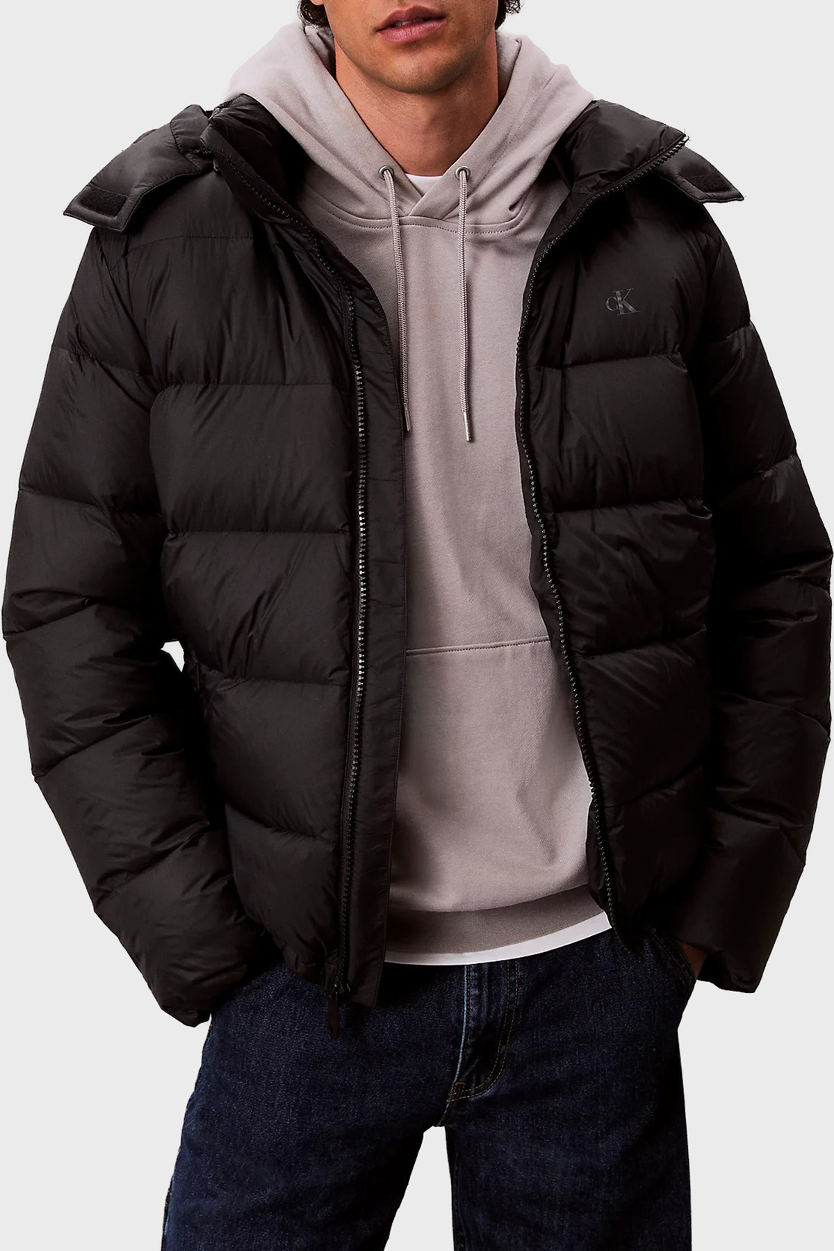 Calvin Klein Su İtici Regular Fit Çıkarılabilir Kapüşonlu  LV04RC518GUB1 Erkek Mont LV04RC518G UB1 SİYAH