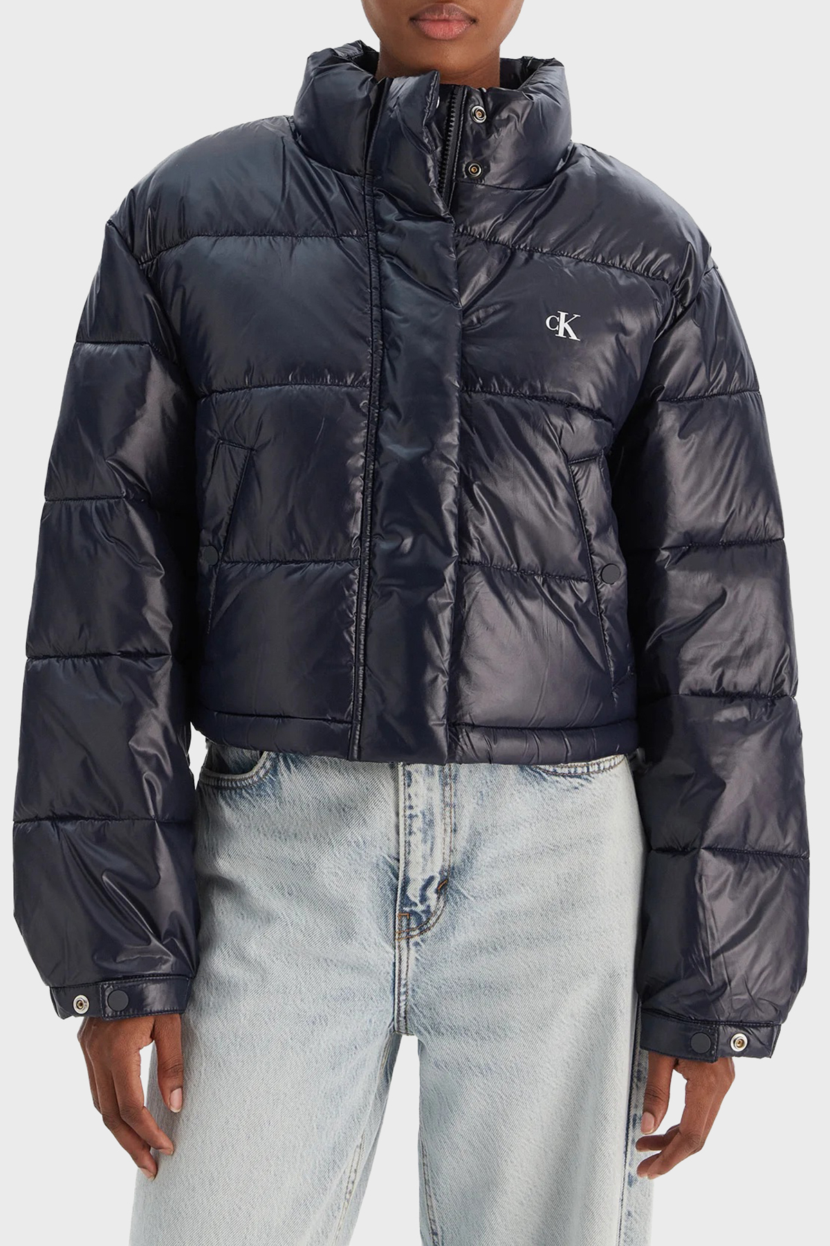 Calvin Klein Kapitoneli Regular Fit Dik Yaka Şişme  LV047D504GVEK Kadın Mont LV047D504G VEK LACİVERT
