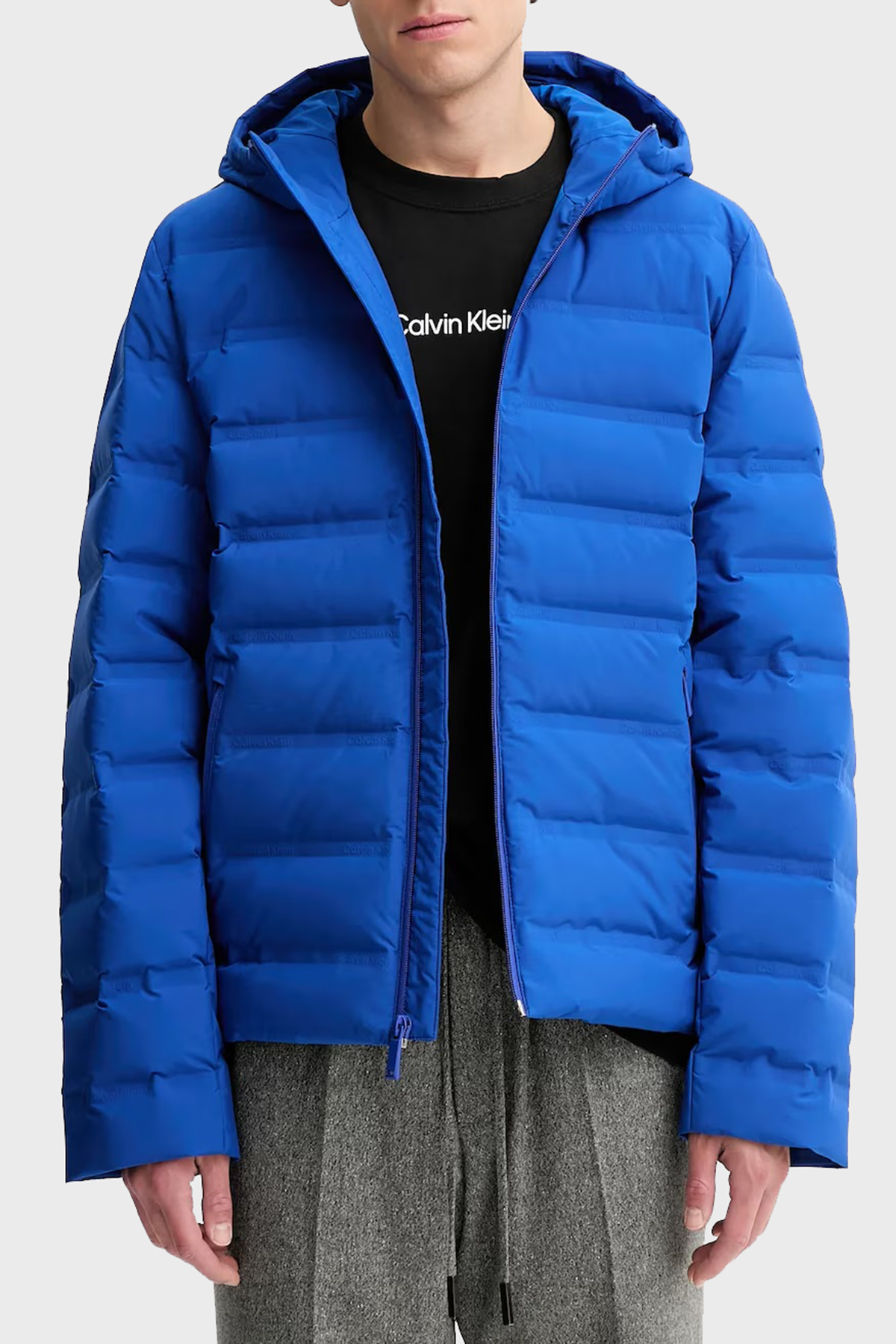 Calvin Klein Kapitoneli Regular Fit Kapüşonlu Şişme  LV04LD521GC65 Erkek Mont LV04LD521G C65 MAVİ