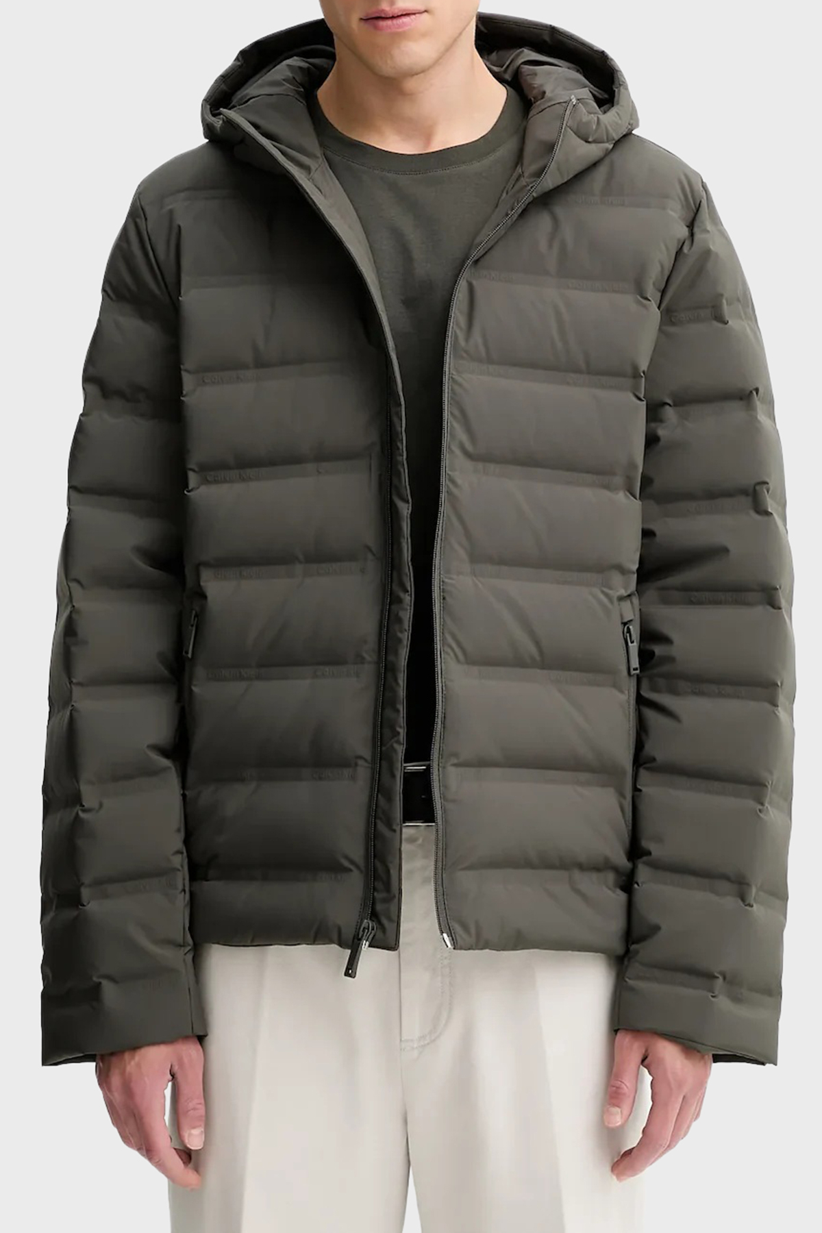 Calvin Klein Kapitoneli Regular Fit Kapüşonlu Şişme  LV04LD521GPAR Erkek Mont LV04LD521G PAR KOYU KAHVE
