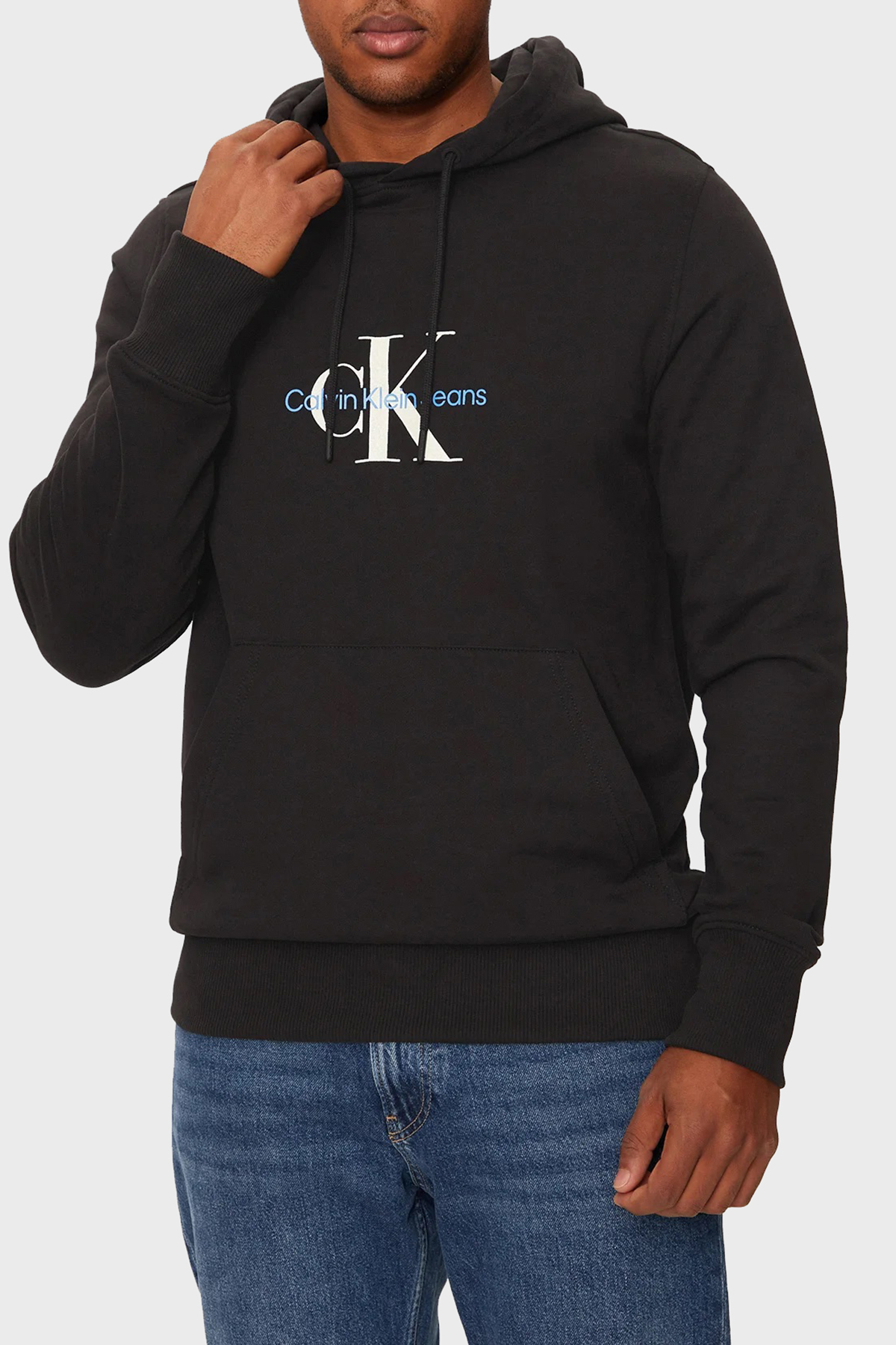 Calvin Klein Logo Baskılı % 100 Pamuk Regular Fit Kapüşonlu  J30J326875BEH Erkek Sweat J30J326875 BEH SİYAH