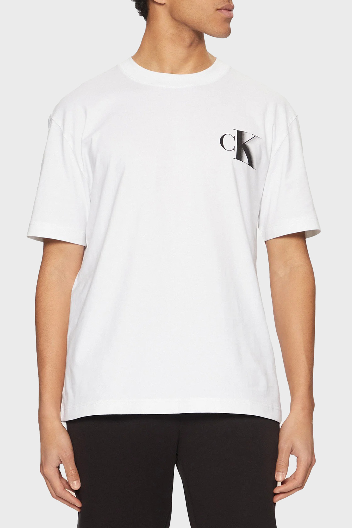 Calvin Klein Logo Baskılı Pamuklu Relaxed Fit Bisiklet Yaka  J30J327475YAF Erkek T Shirt J30J327475 YAF BEYAZ