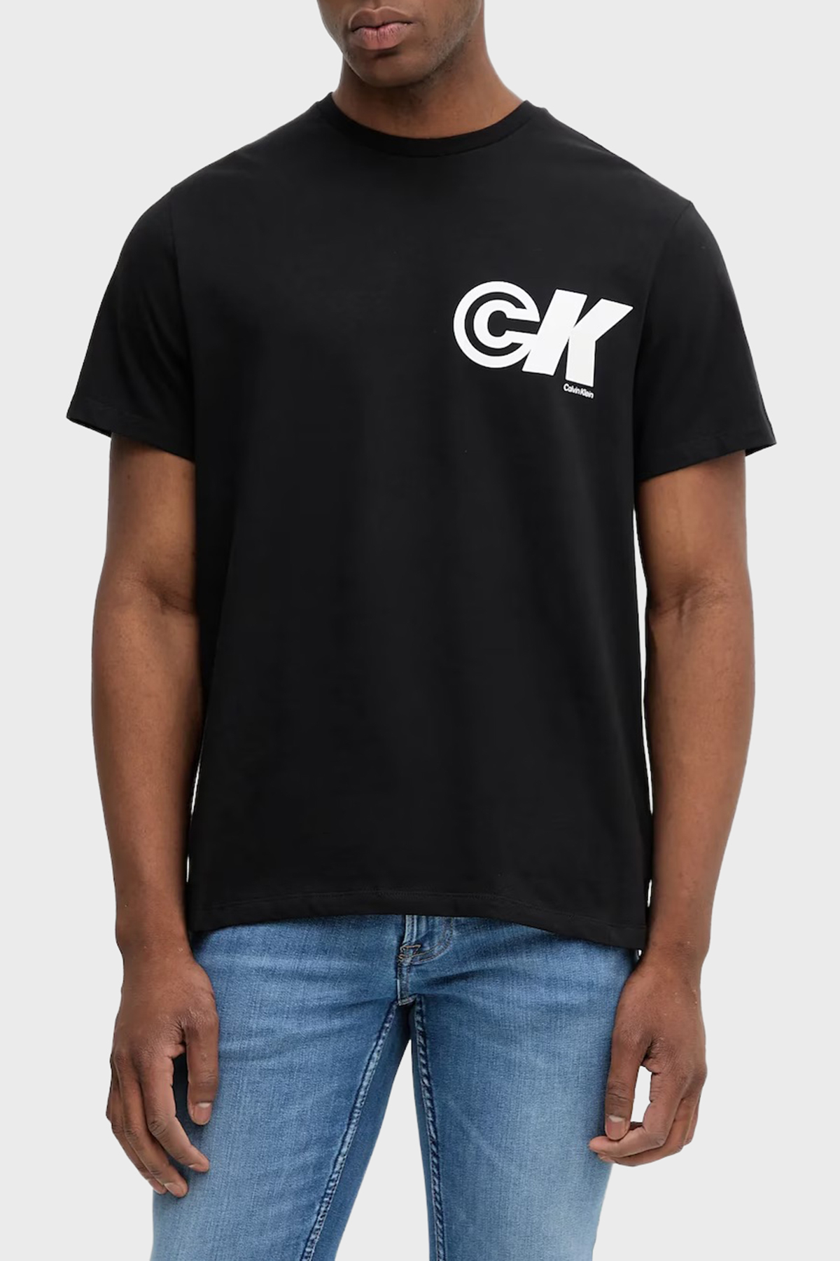 Calvin Klein Logo Baskılı Pamuklu Relaxed Fit Bisiklet Yaka  LV04RC835GUB1 Erkek T Shirt LV04RC835G UB1 SİYAH